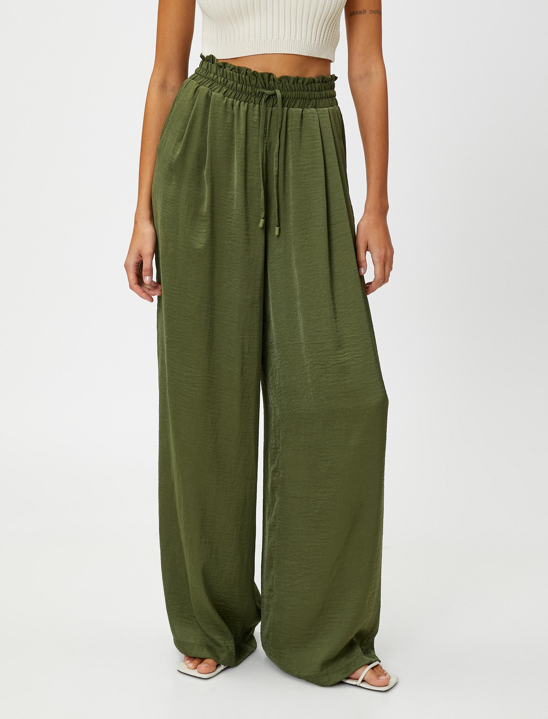   Palazzo Pantolon Beli Bağlamalı