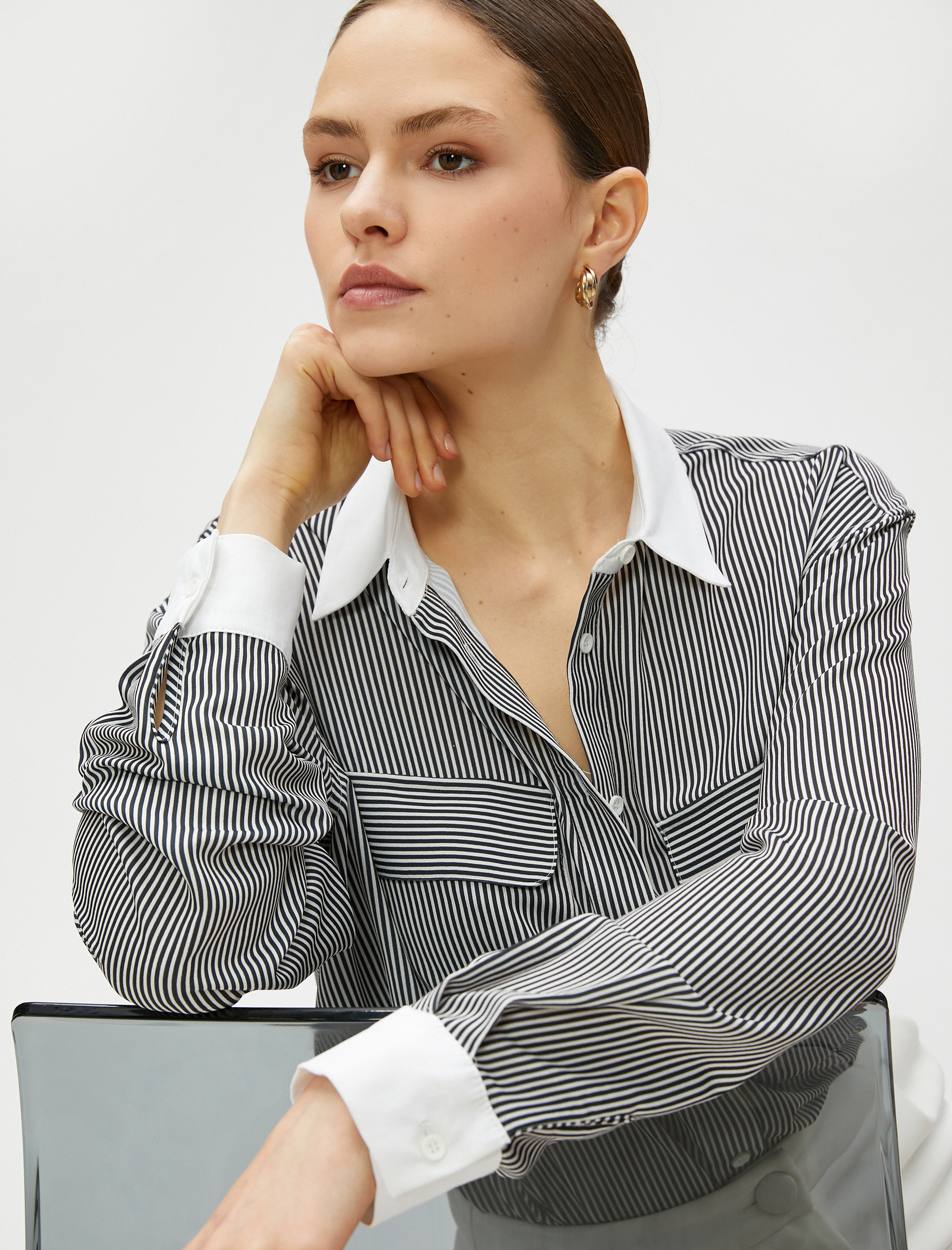   Cep Detaylı Gömlek Uzun Kollu