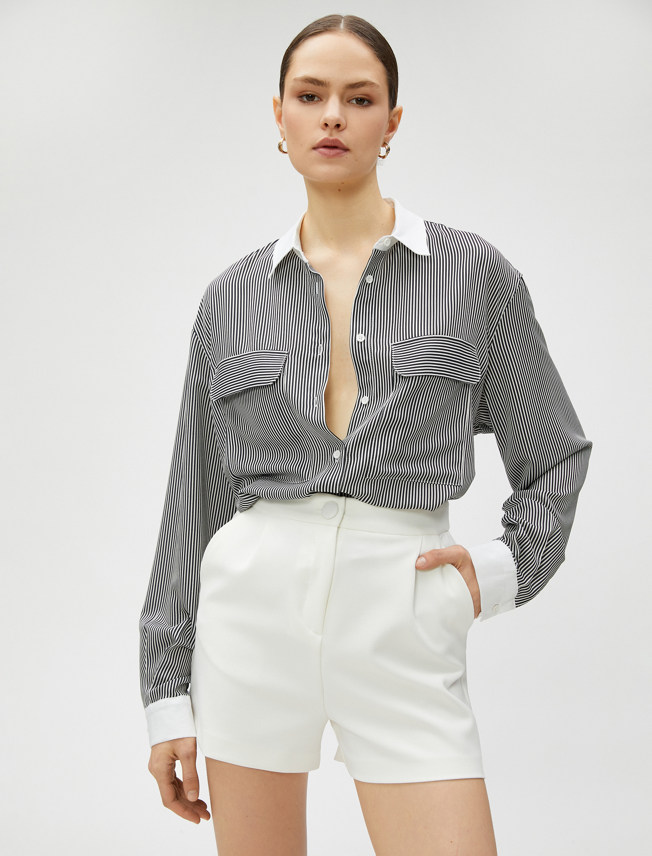   Cep Detaylı Gömlek Uzun Kollu