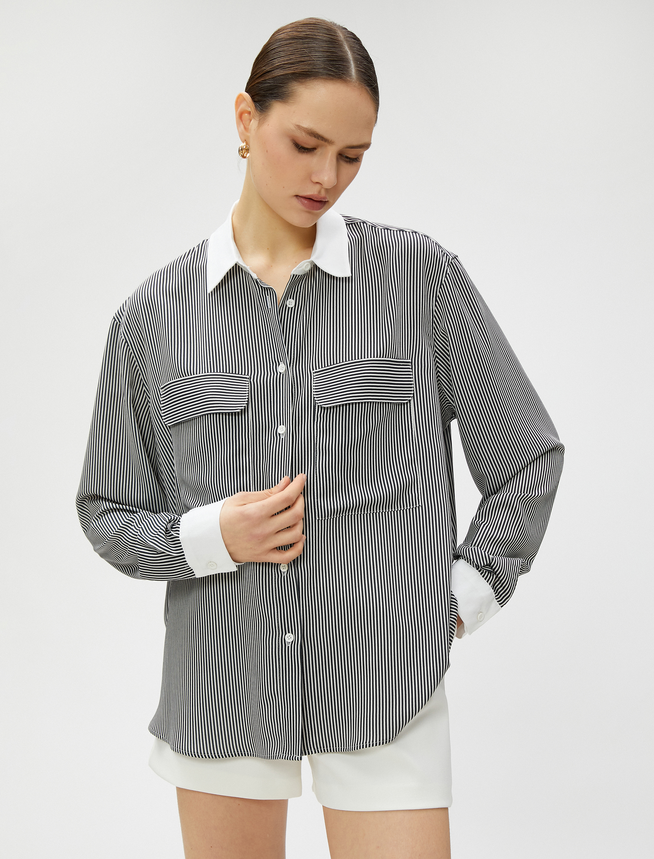   Cep Detaylı Gömlek Uzun Kollu