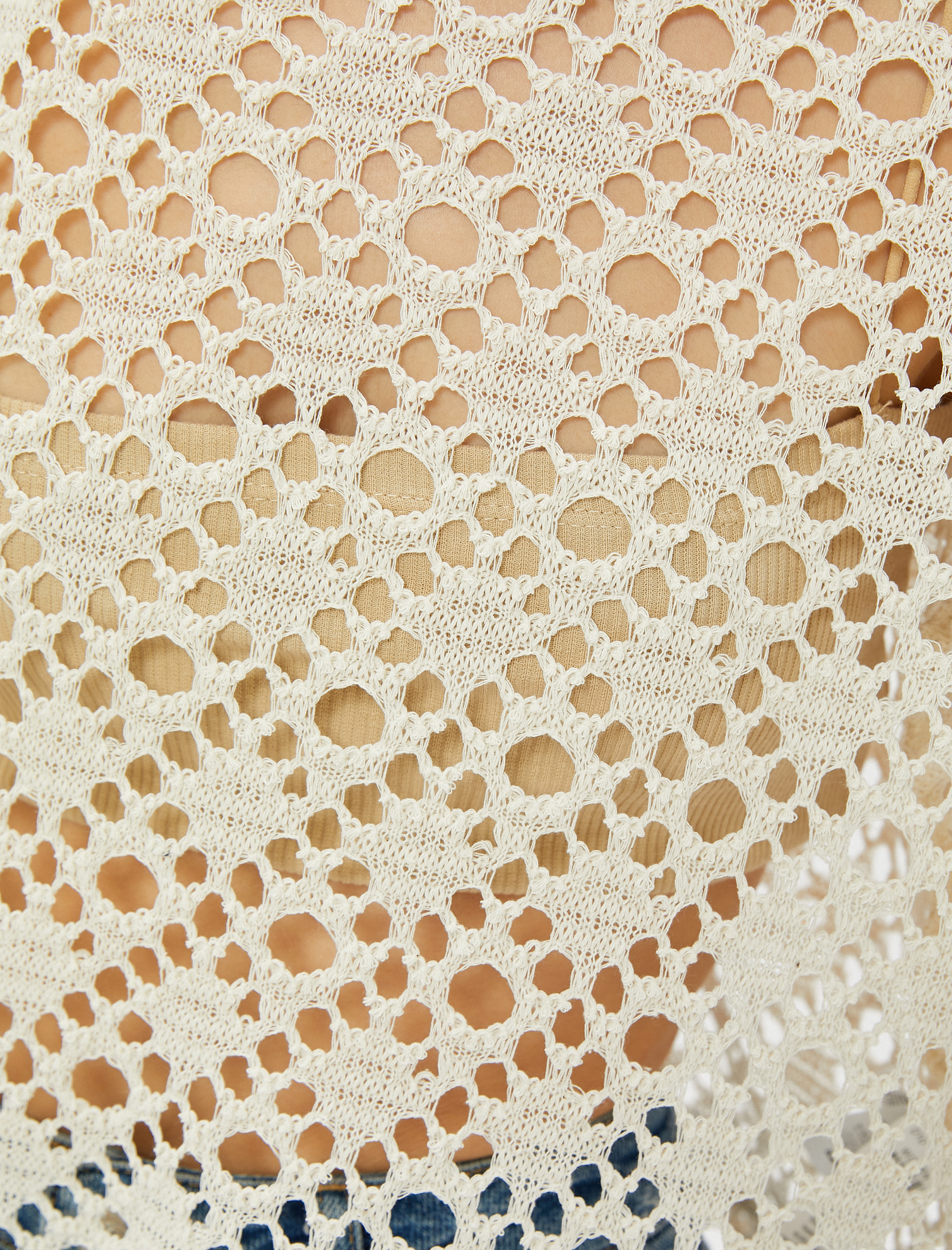   Ajurlu Kroşe Tişört File Bisiklet Yaka Kısa Kollu