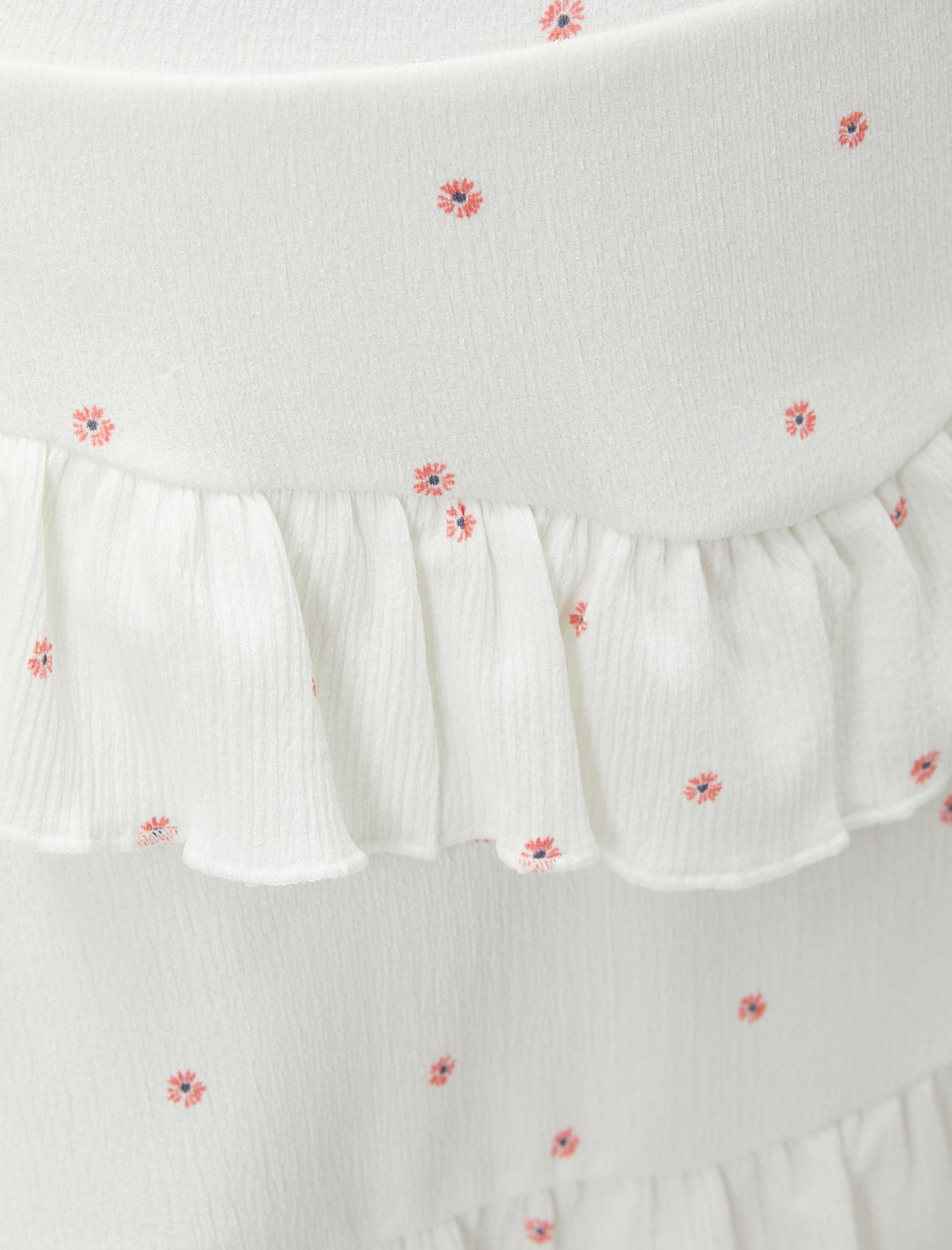   Katlı Mini Etek Çiçek İşlemeli