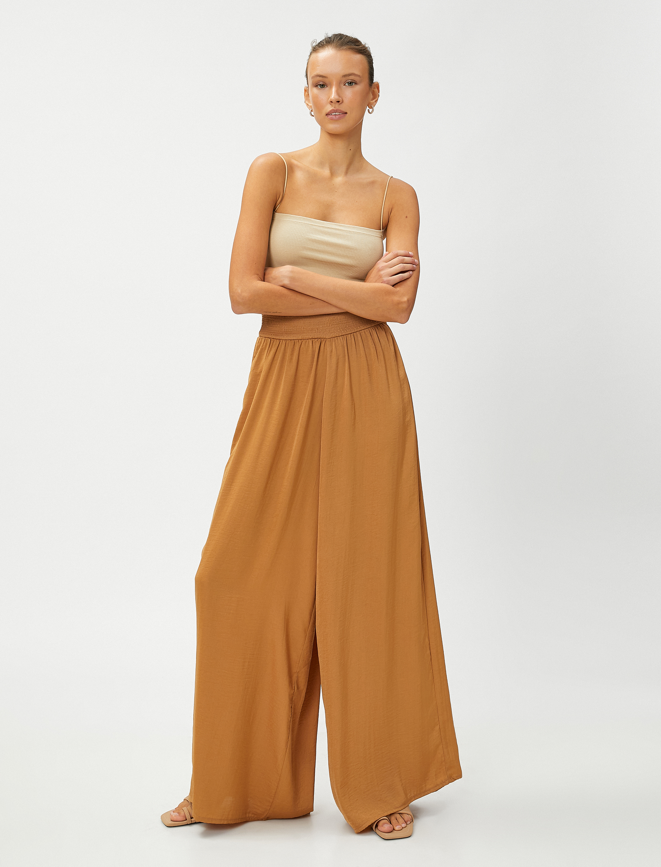   Geniş Paça Pantolon Beli Lastikli