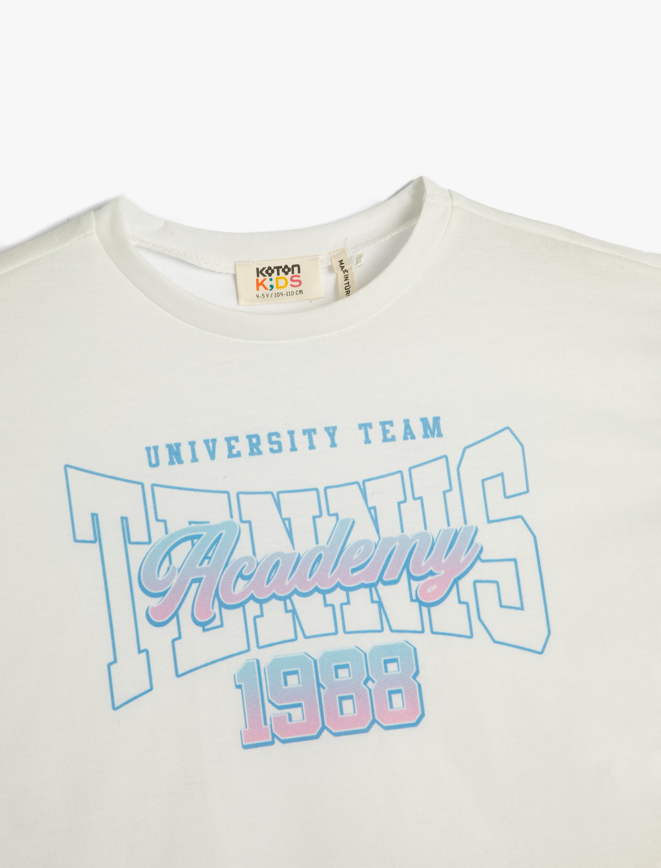  Kız Çocuk Crop Oversize Tişört Kısa Kollu Bisiklet Yaka Baskılı