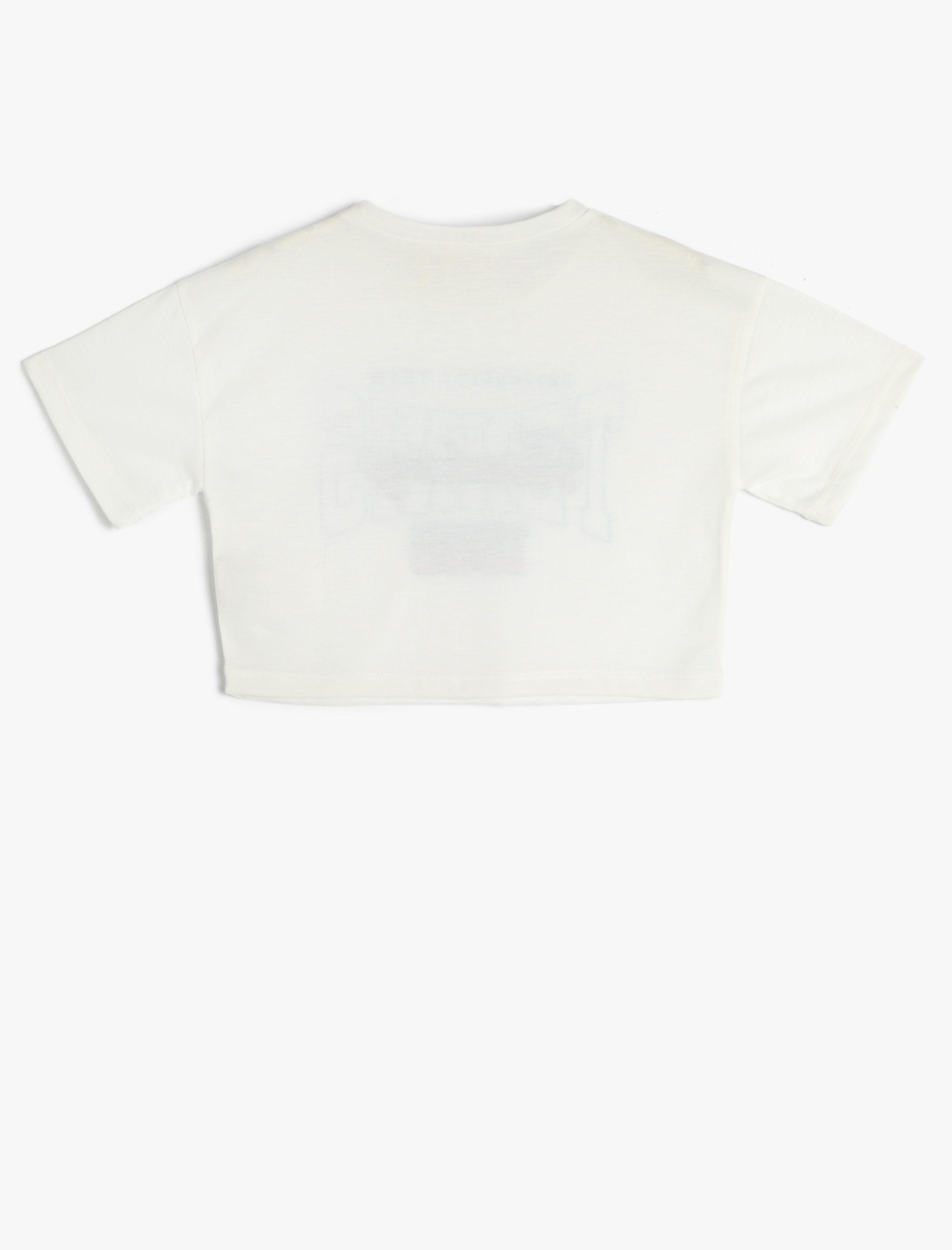  Kız Çocuk Crop Oversize Tişört Kısa Kollu Bisiklet Yaka Baskılı