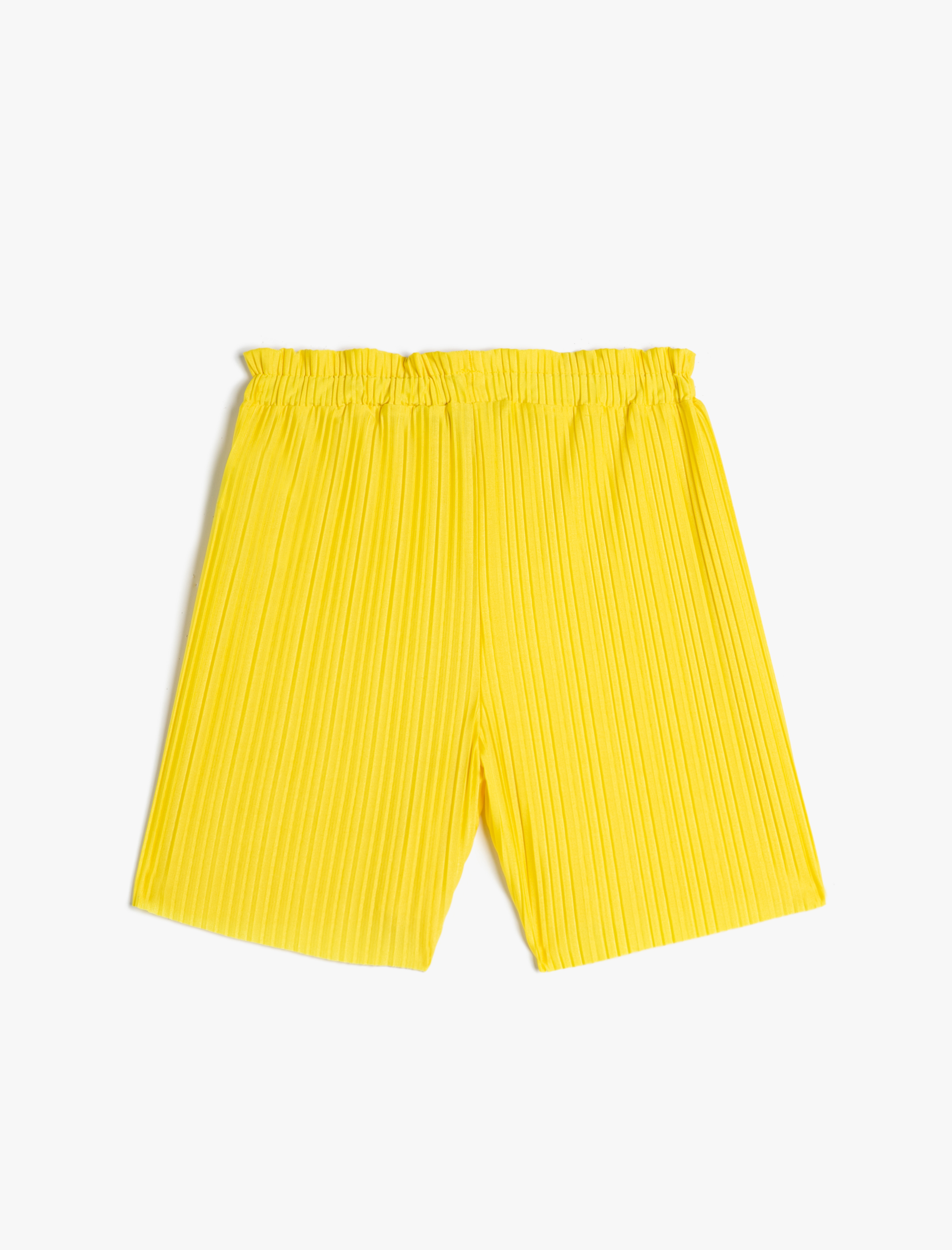 Kız Çocuk Şort Pileli Beli Lastikli Rahat Kesim