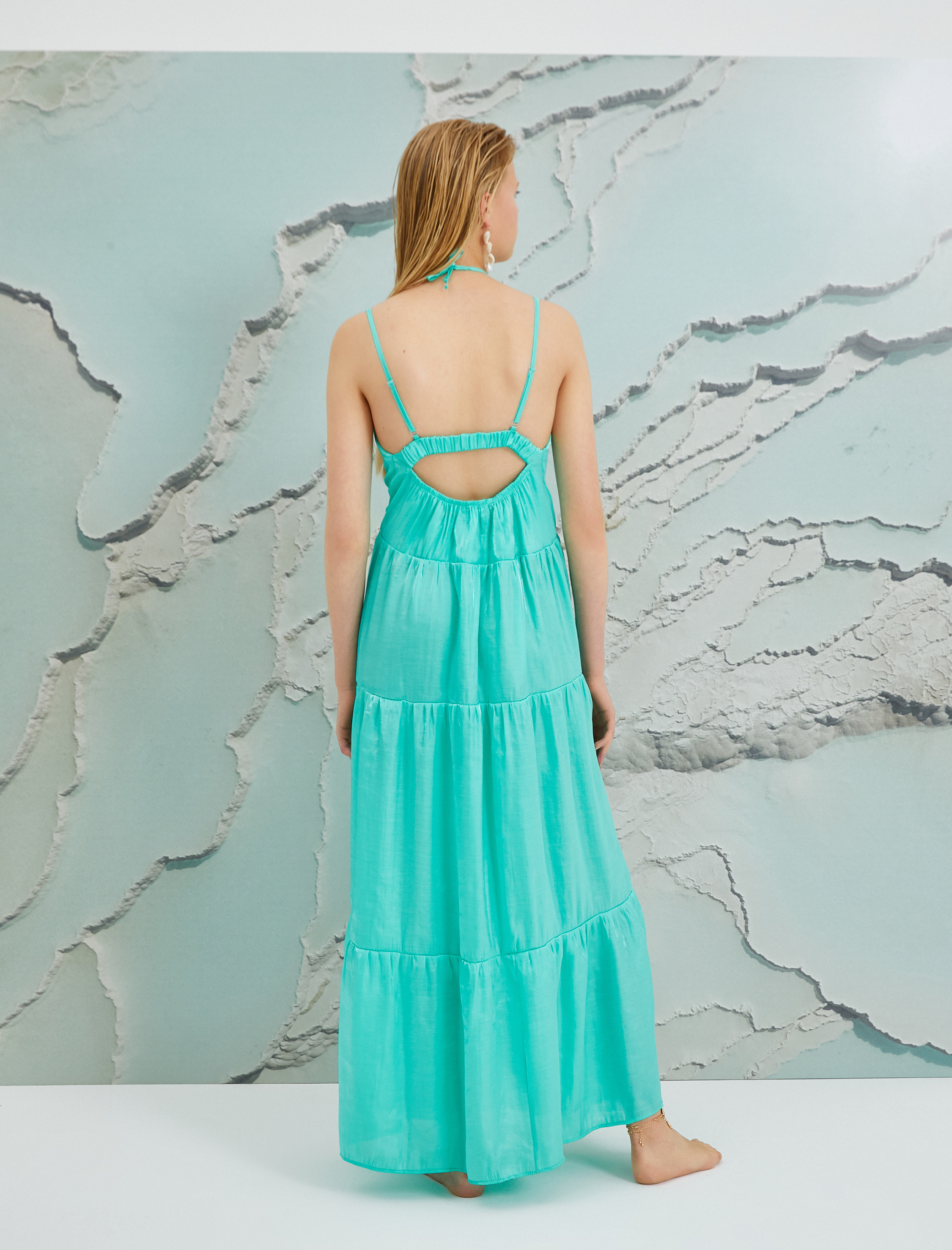   Koton X Şahika Ercümen - Askı Detaylı Katlı Uzun Elbise