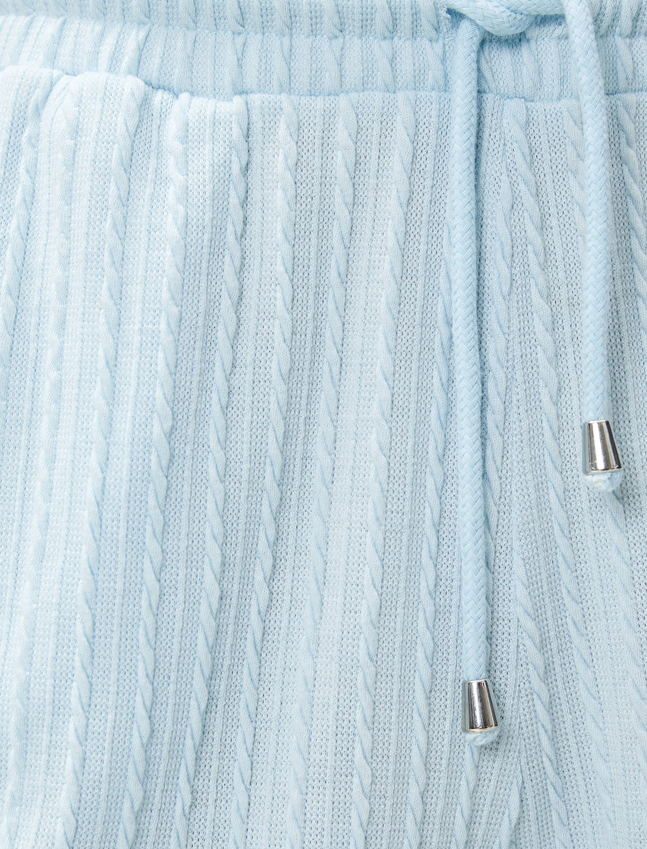   Beli Bağlamalı Şort Örgü Motifli