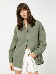 Modal Karışımlı Gömlek Cep Detaylı