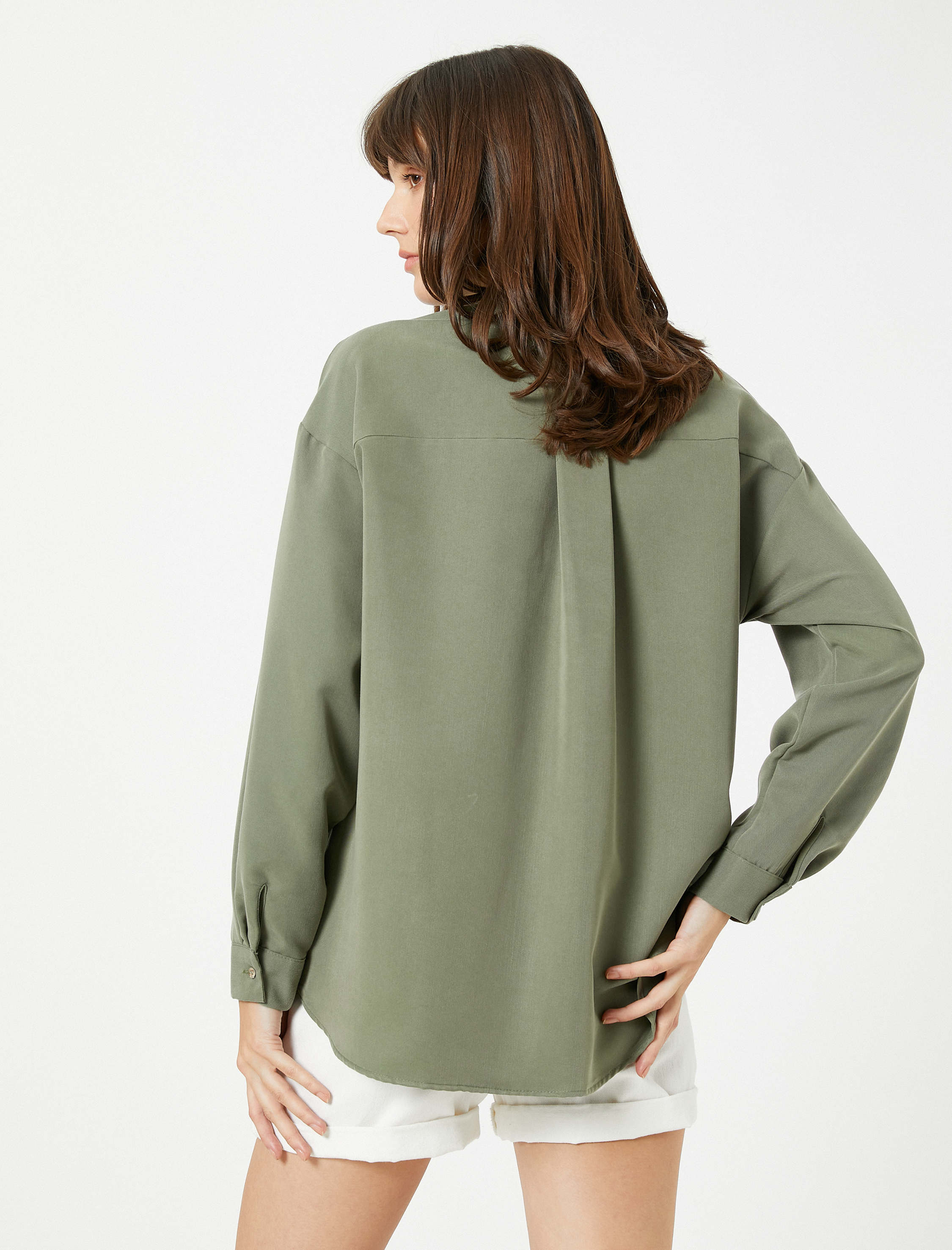   Modal Karışımlı Gömlek Cep Detaylı