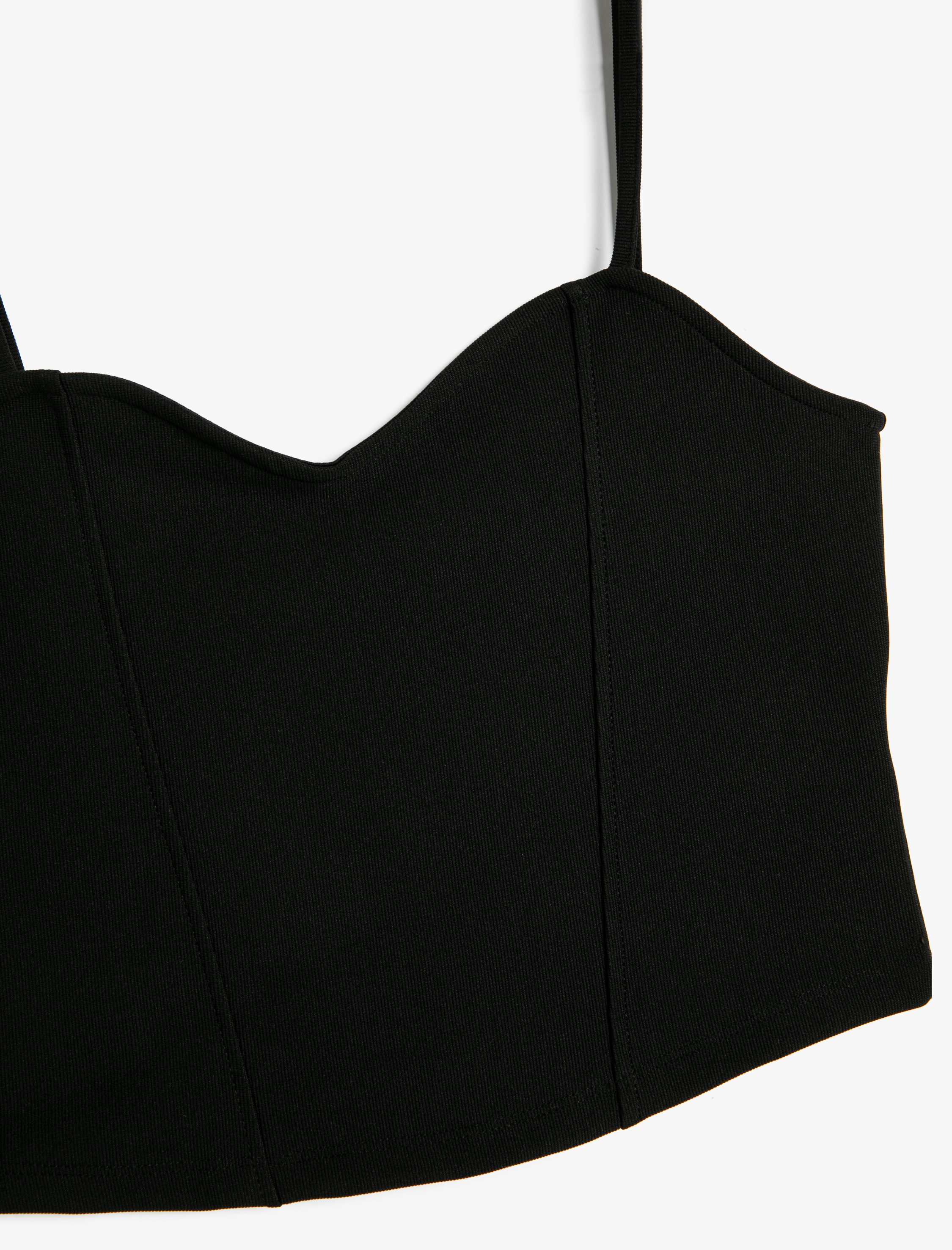   Crop Atlet İnce Askılı Korse Detaylı Kalp Yaka