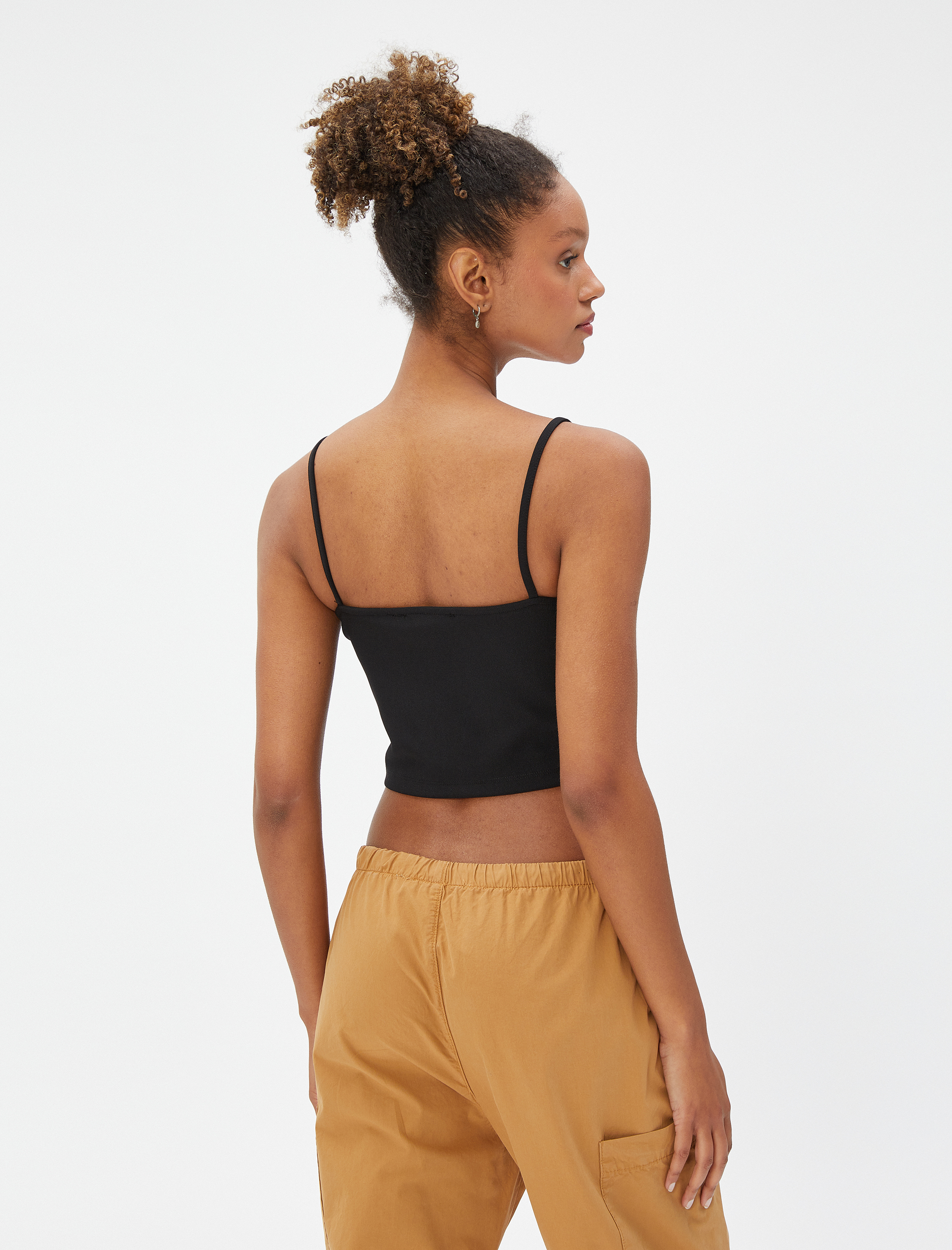   Crop Atlet İnce Askılı Korse Detaylı Kalp Yaka