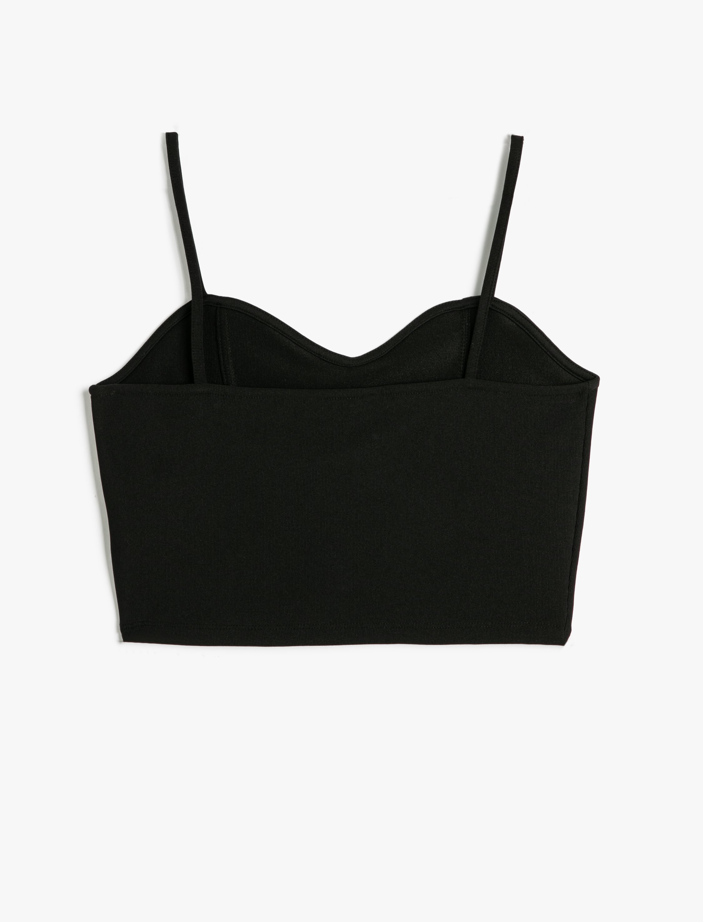   Crop Atlet İnce Askılı Korse Detaylı Kalp Yaka