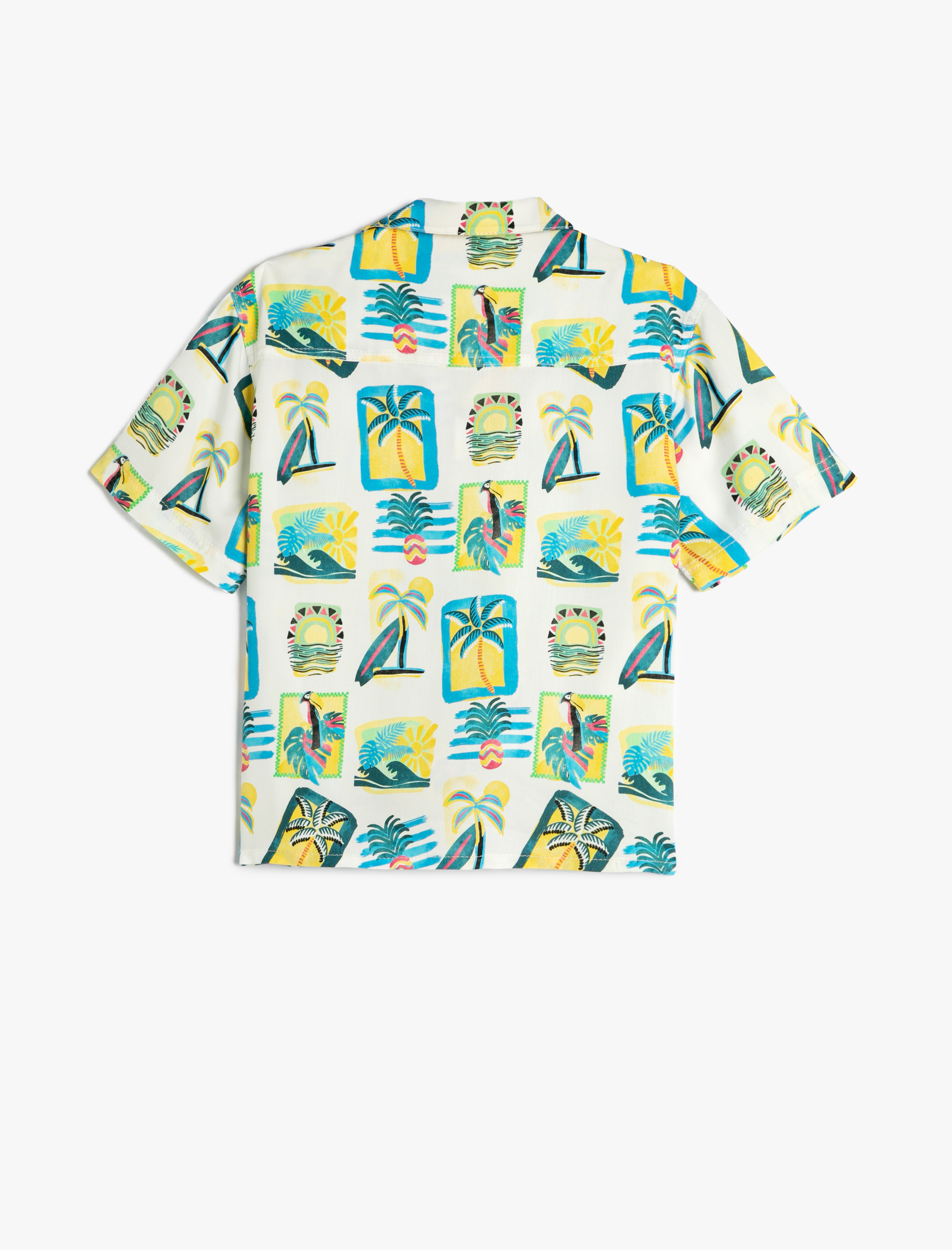  Erkek Çocuk Gömlek Oversize Kısa Kollu Tek Cep Detaylı Baskılı