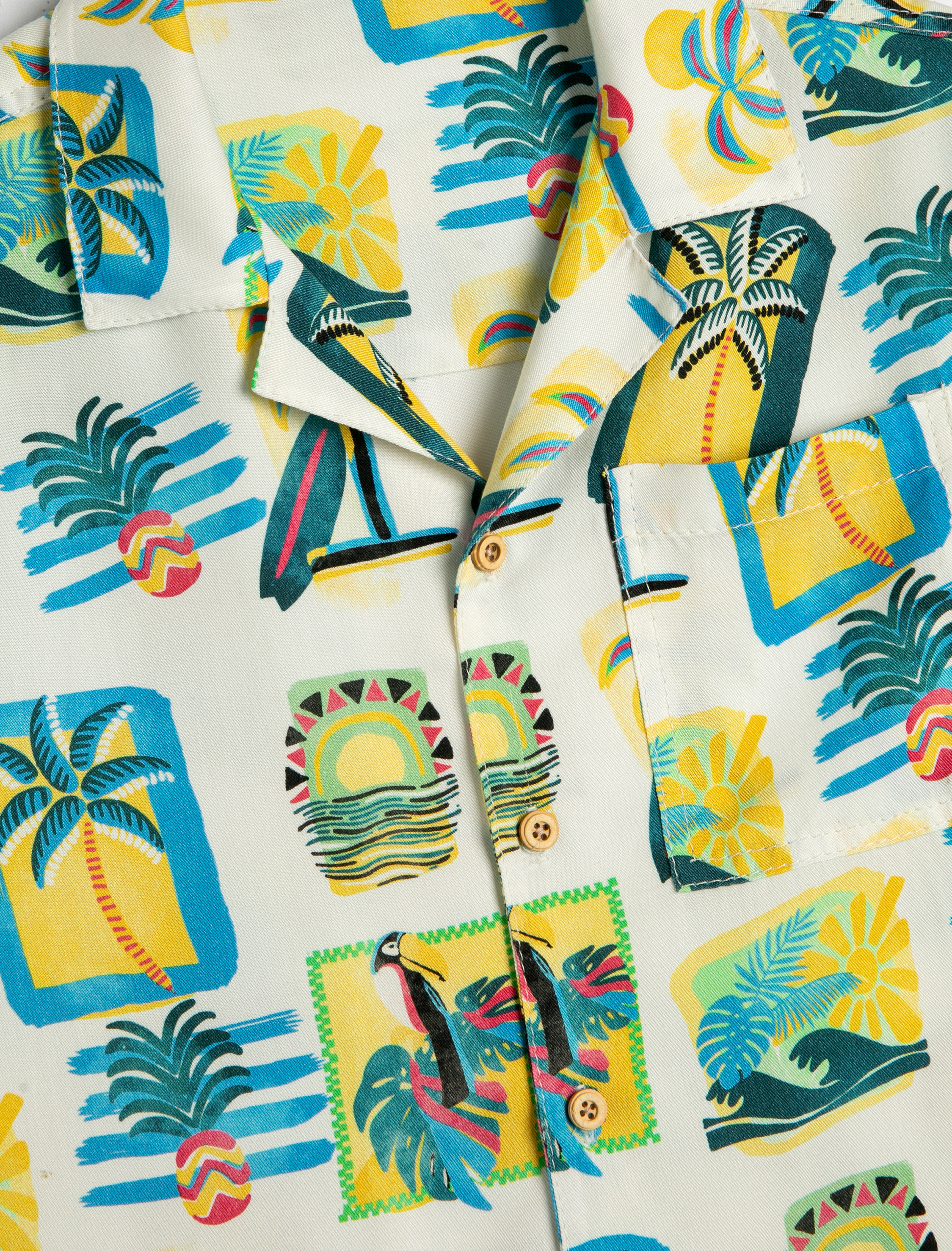  Erkek Çocuk Gömlek Oversize Kısa Kollu Tek Cep Detaylı Baskılı