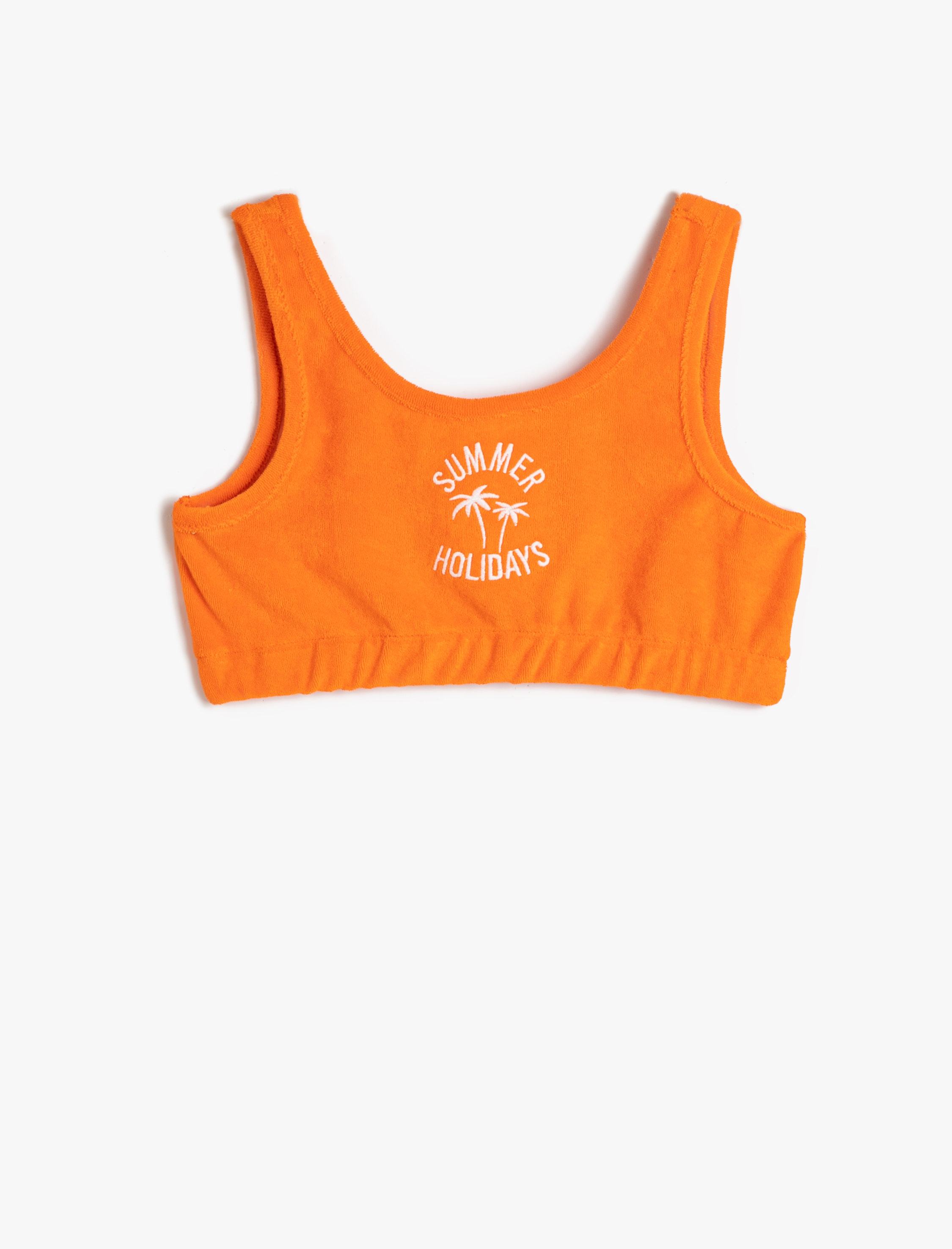 Koton Crop Atlet Havlu Kumaş Yuvarlak Yaka Pamuklu -1