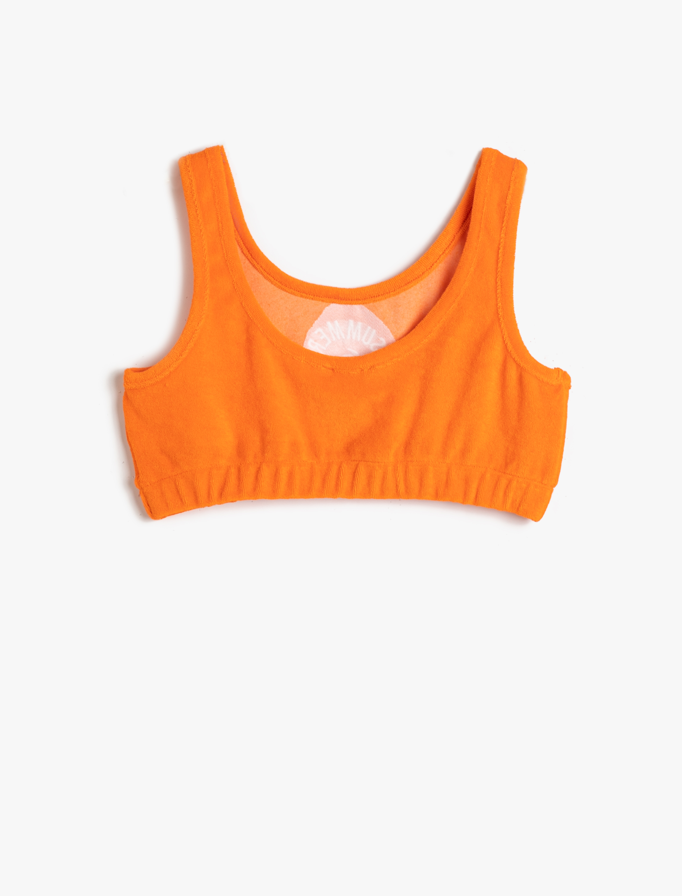  Kız Çocuk Crop Atlet Havlu Kumaş Yuvarlak Yaka Pamuklu