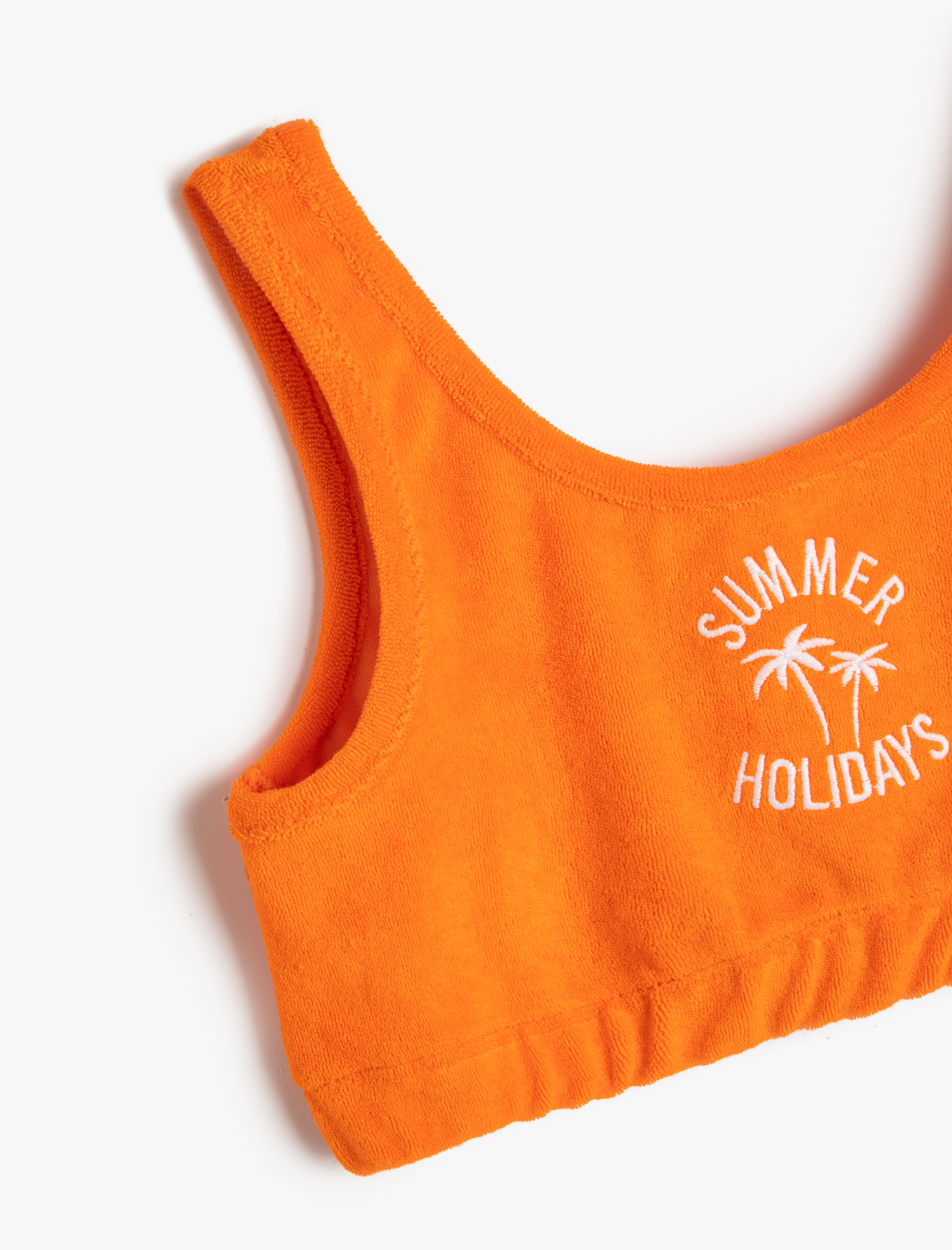  Kız Çocuk Crop Atlet Havlu Kumaş Yuvarlak Yaka Pamuklu