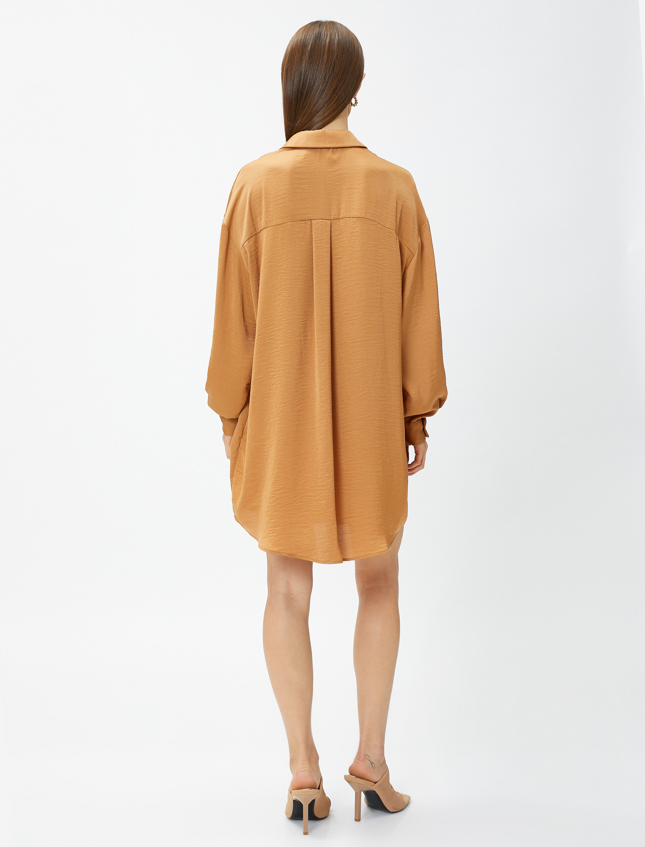   Gömlek Elbise Mini Uzun Kollu