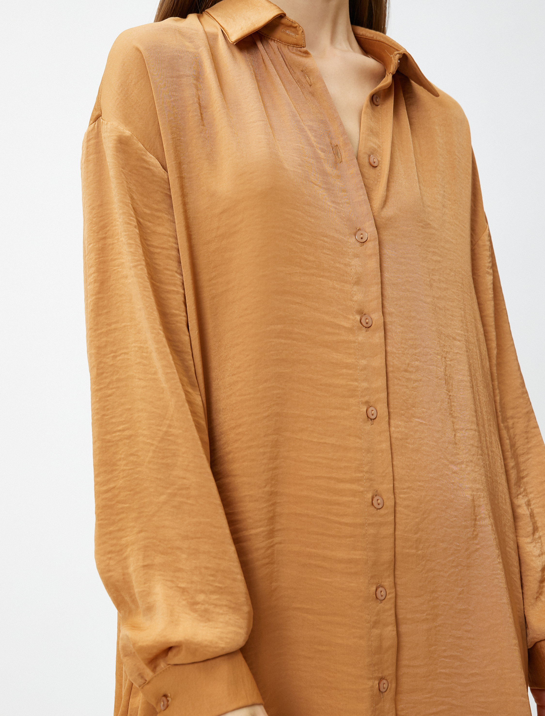   Gömlek Elbise Mini Uzun Kollu