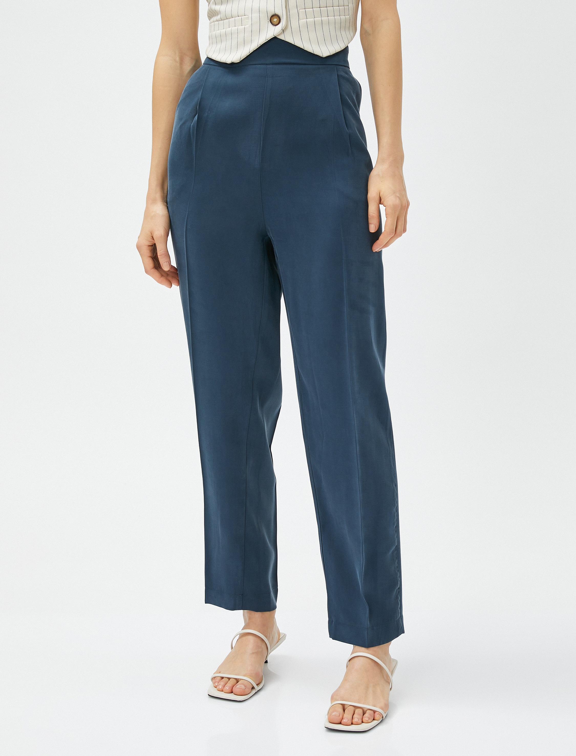   İpeksi Dokulu Pantolon Beli Lastikli Cepli