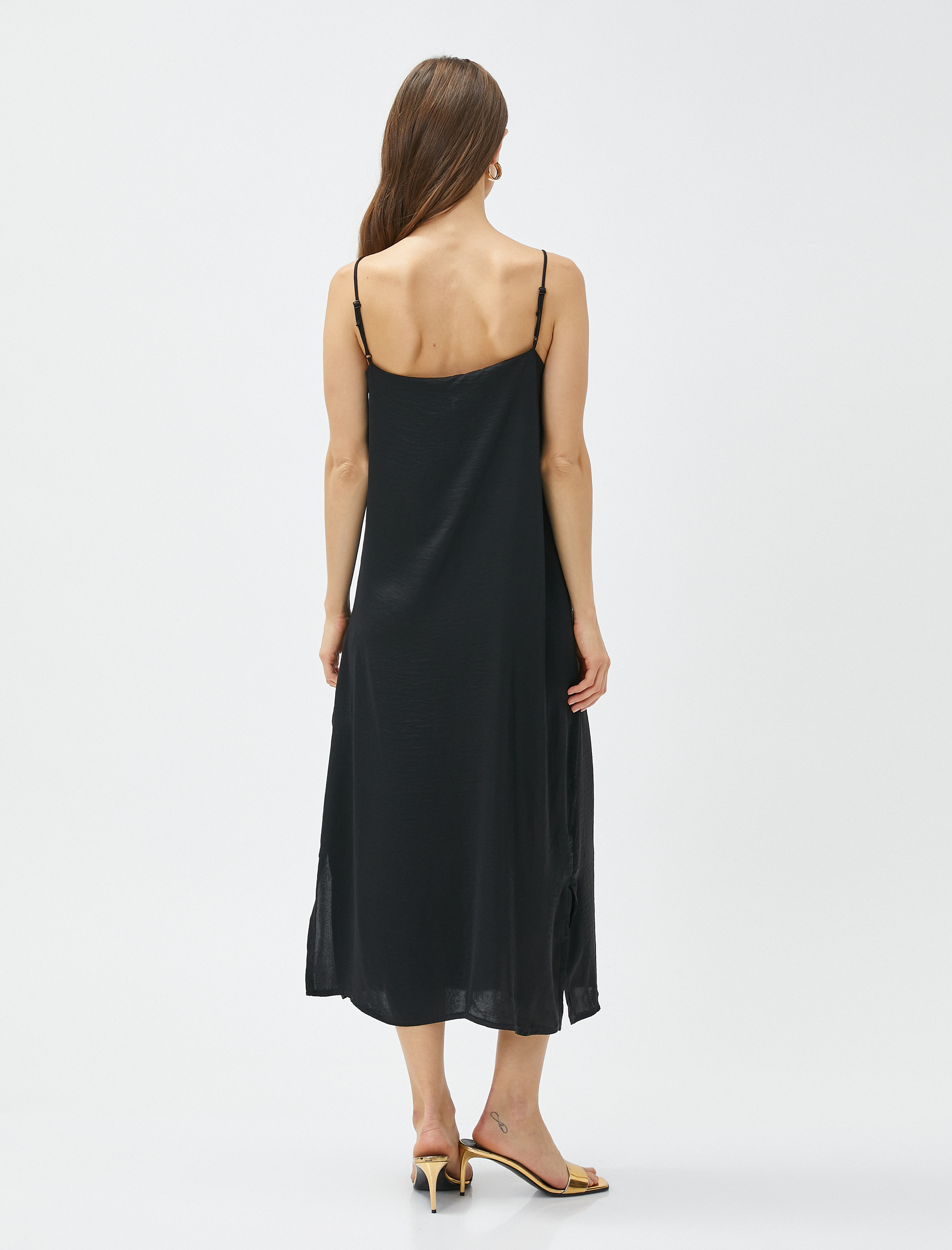   Midi Boy Elbise Ayarlanabilir Askılı Yırtmaçlı