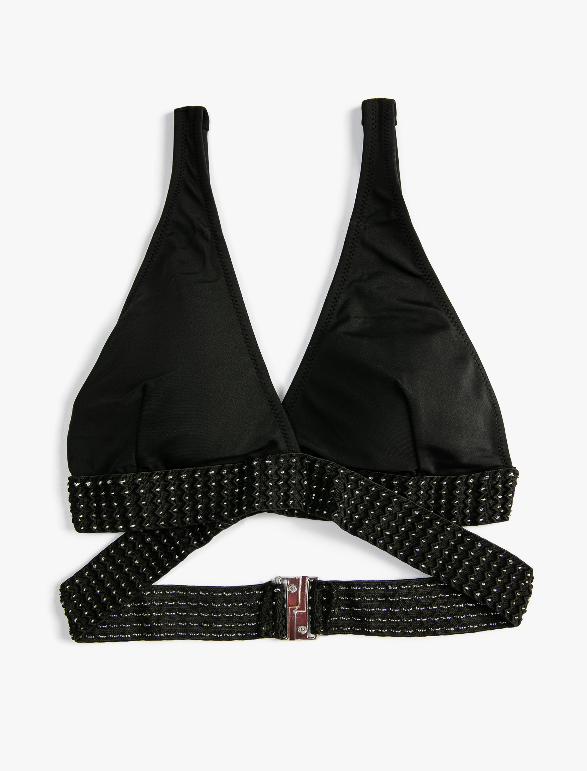   Bralet Bikini Üstü Üçgen Çapraz Nakışlı Kaplı