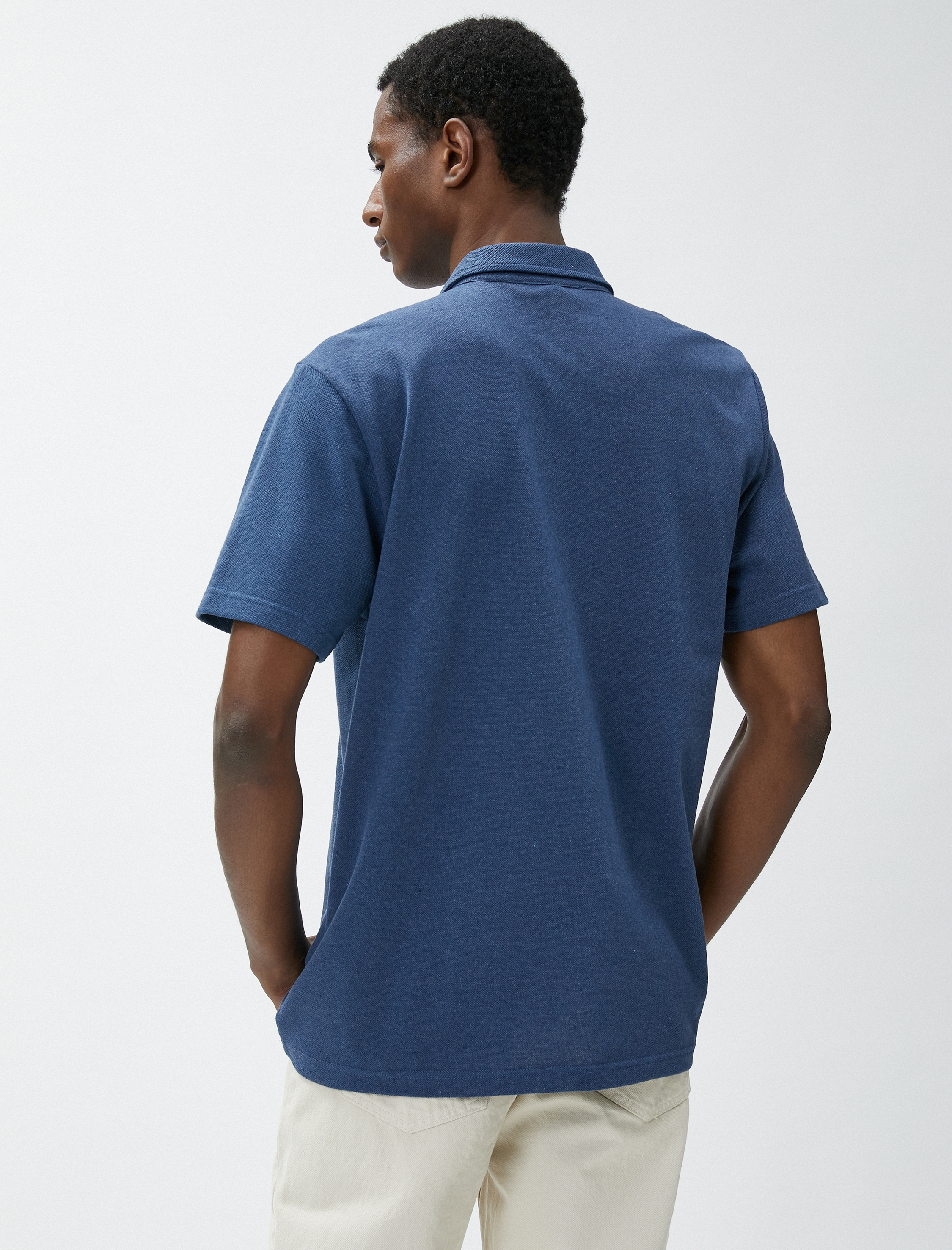   Polo Yaka Tişört Düğmeli Dikiş Detaylı Kısa Kollu