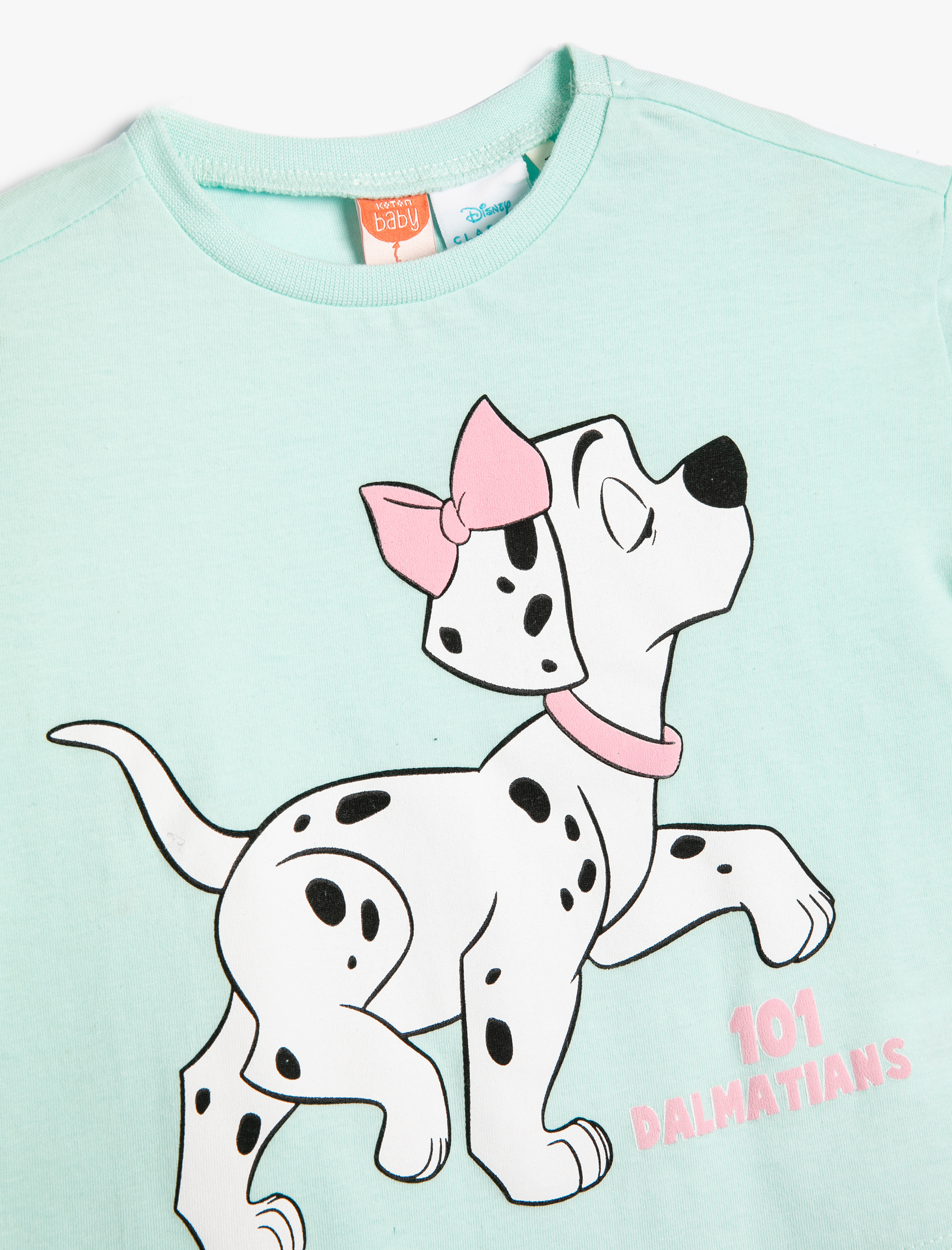  Kız Bebek 101 Dalmaçyalı Tişört Lisanslı Kısa Kollu Bisiklet Yaka Pamuklu