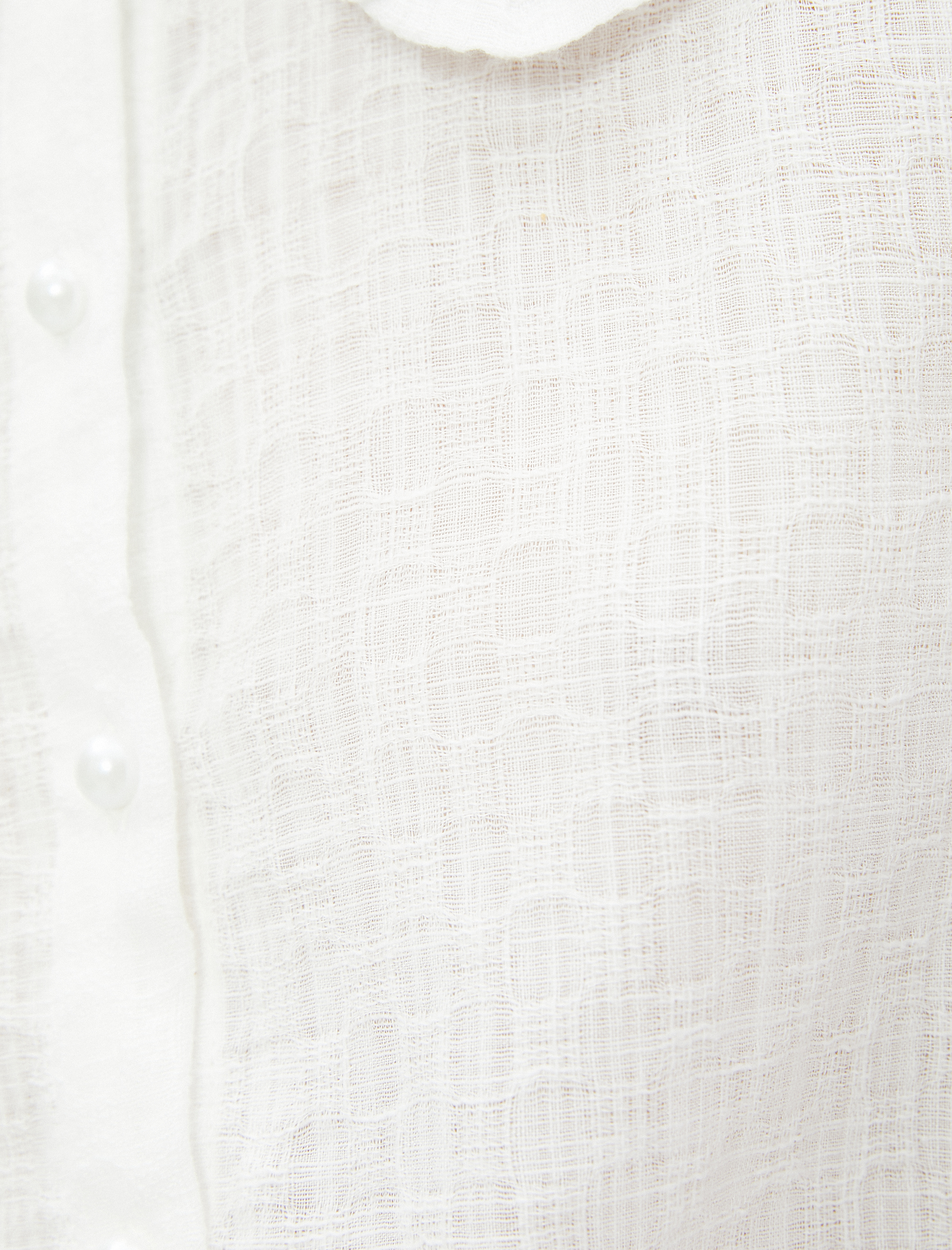   Crop Bluz Bebe Yaka Balon Kollu Düğmeli Viskon