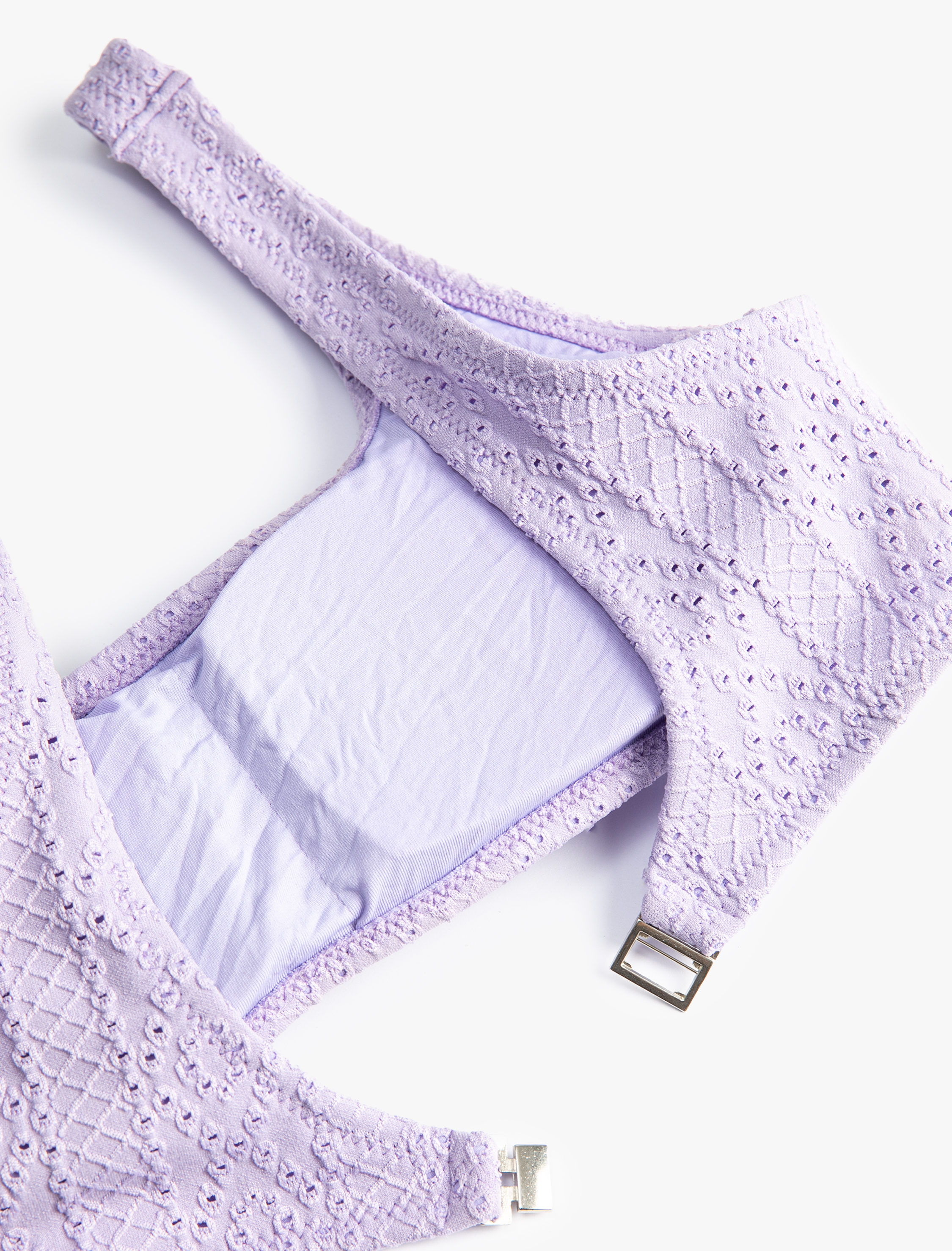   Bikini Üstü Dokulu U Yaka Kalın Askılı