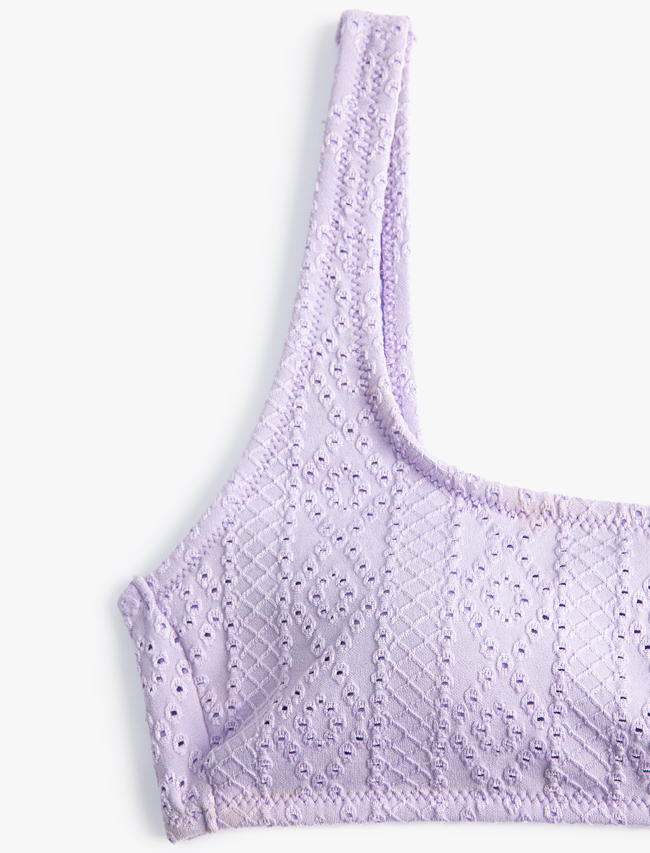   Bikini Üstü Dokulu U Yaka Kalın Askılı