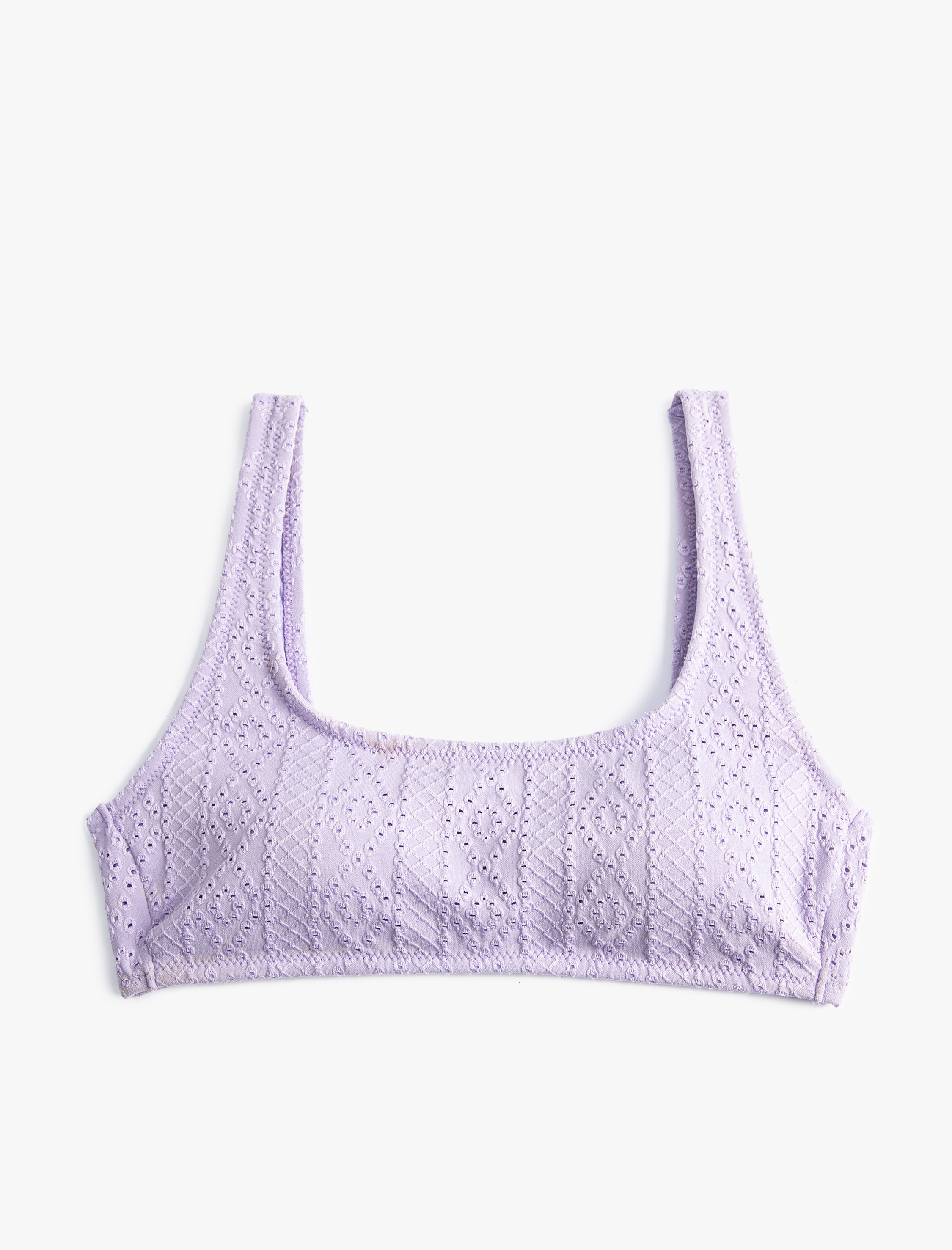   Bikini Üstü Dokulu U Yaka Kalın Askılı