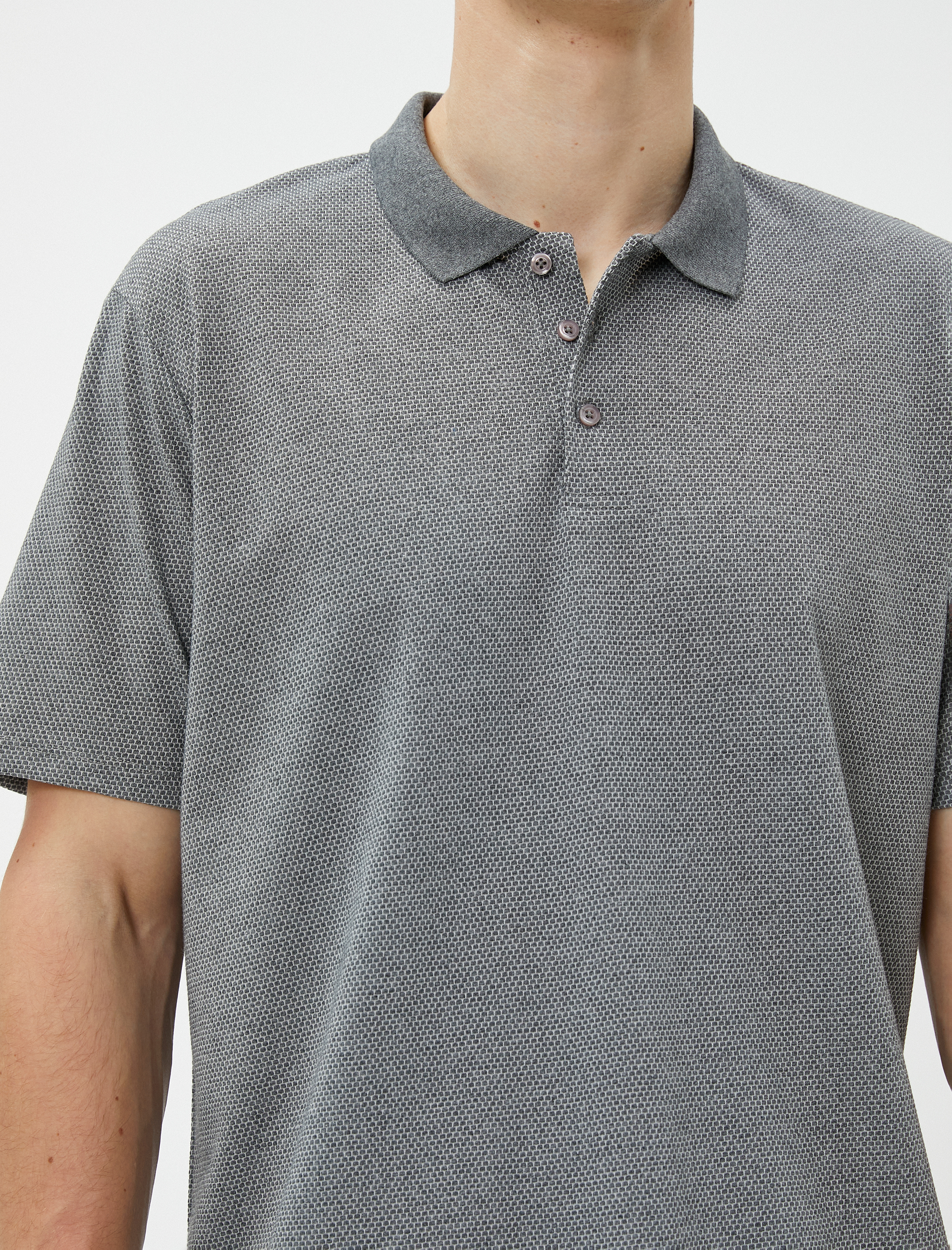   Basic Polo Yaka Tişört Düğmeli Kısa Kollu