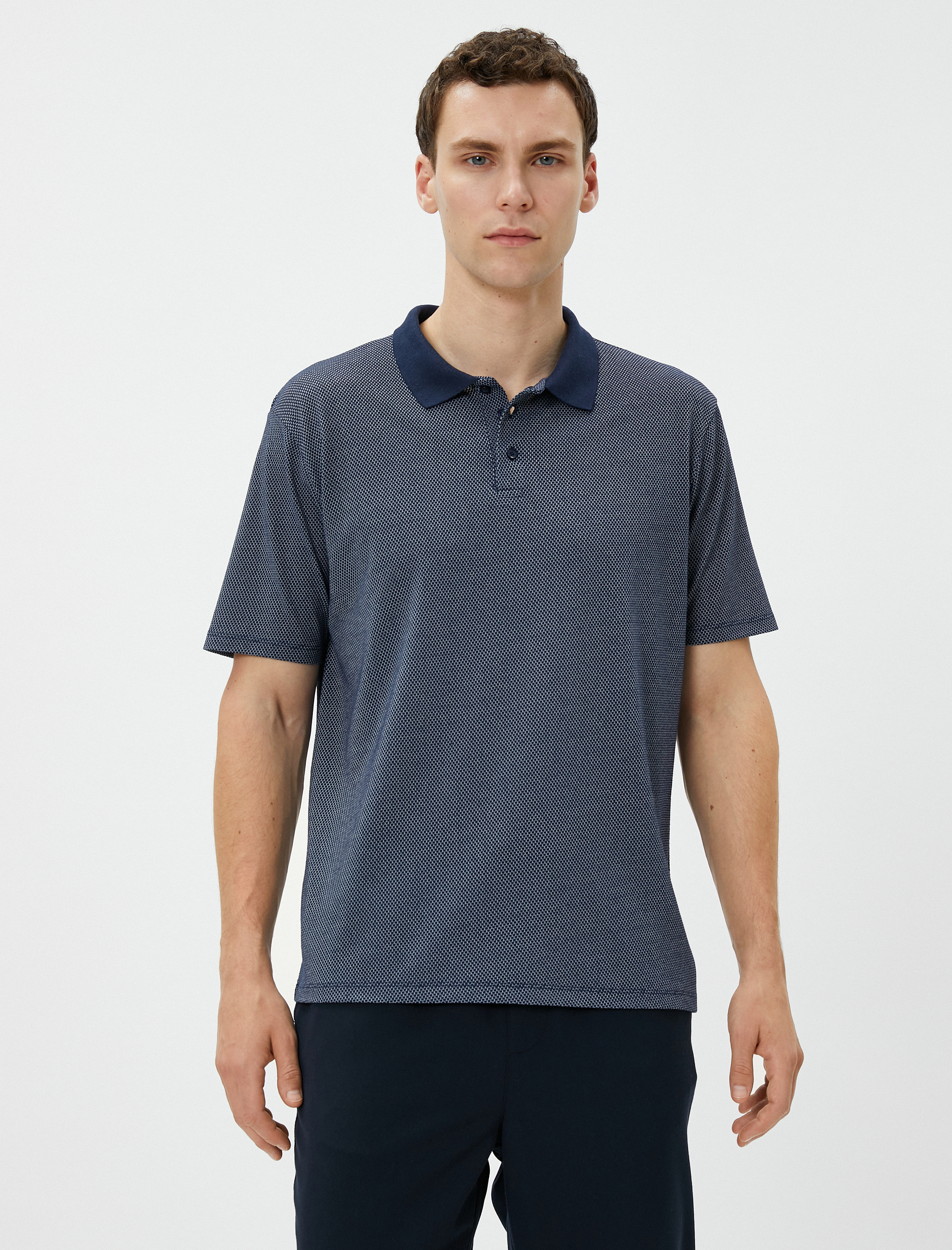   Basic Polo Yaka Tişört Düğmeli Kısa Kollu