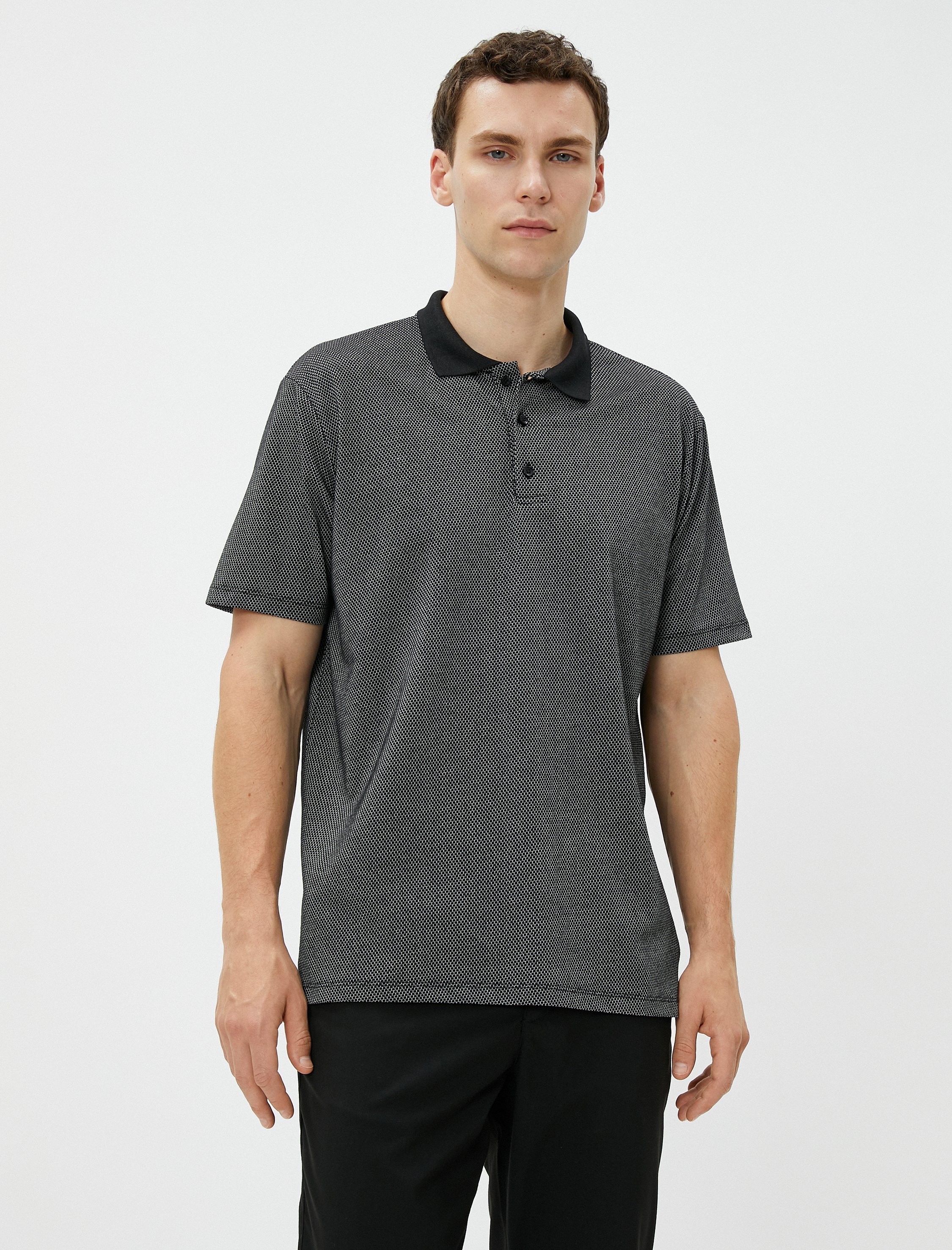 Basic Polo Yaka Tişört Düğmeli Kısa Kollu