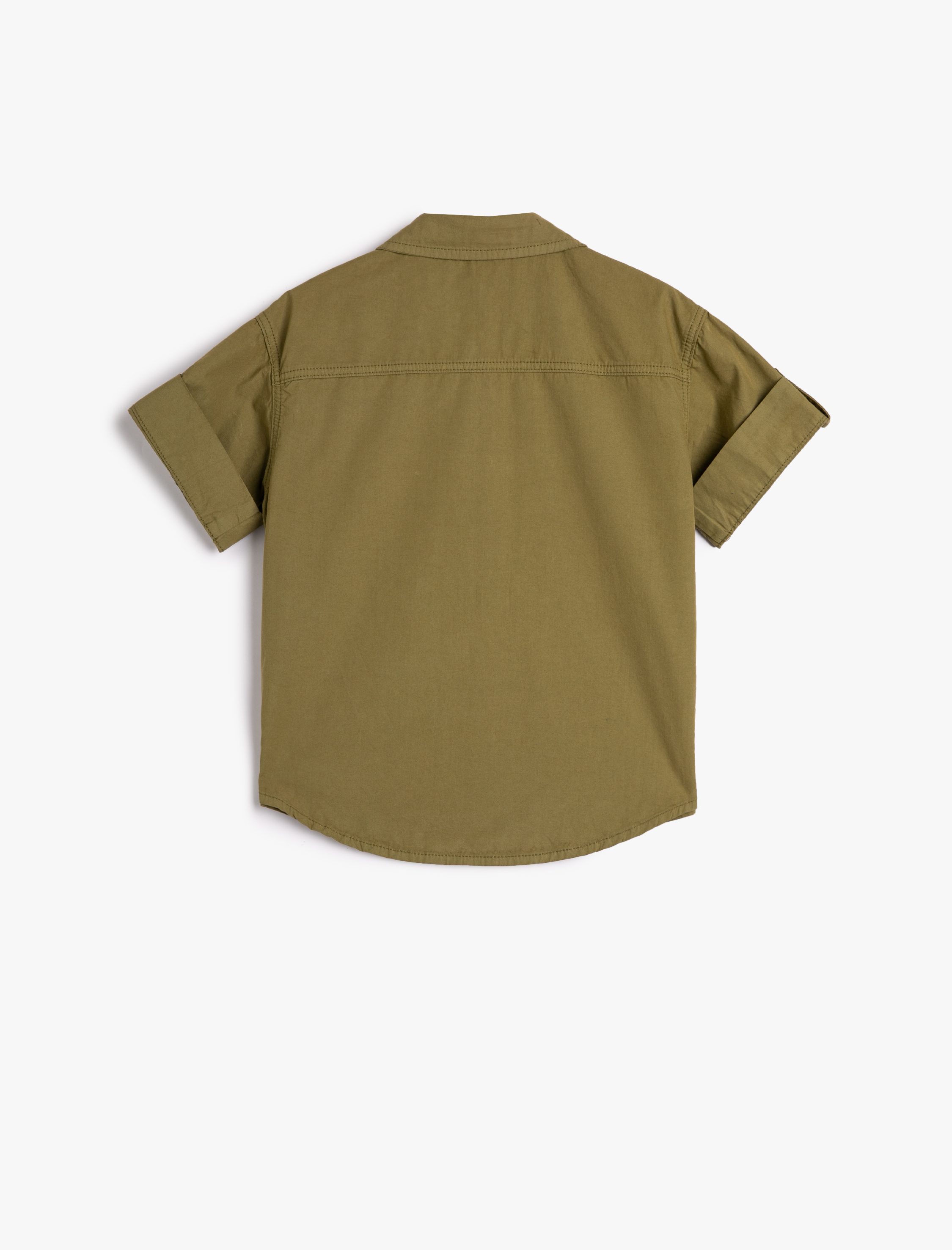  Erkek Çocuk Safari Gömlek Kısa Kollu Kapaklı Çift Cep Detaylı