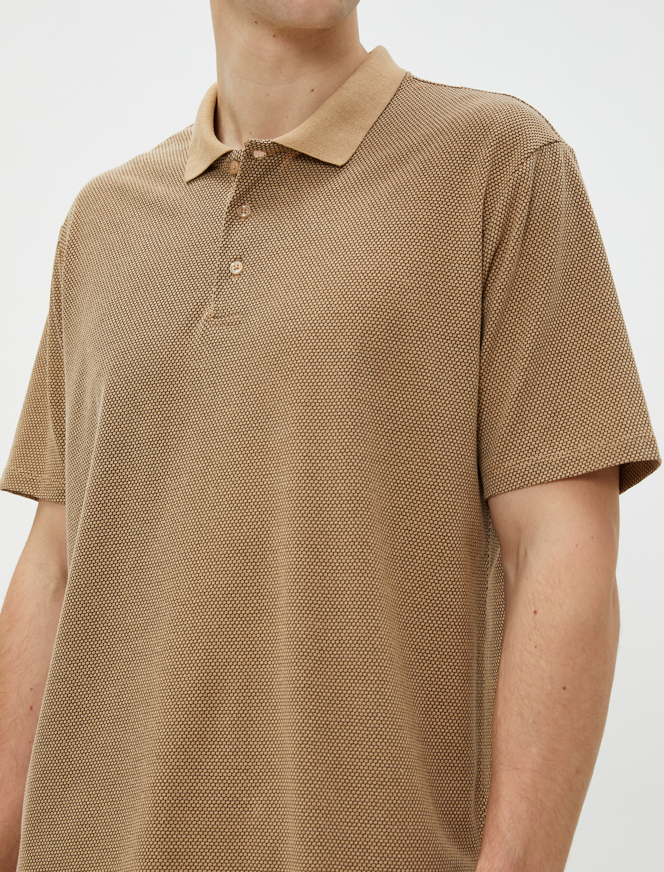 Basic Polo Yaka Tişört Düğmeli Kısa Kollu