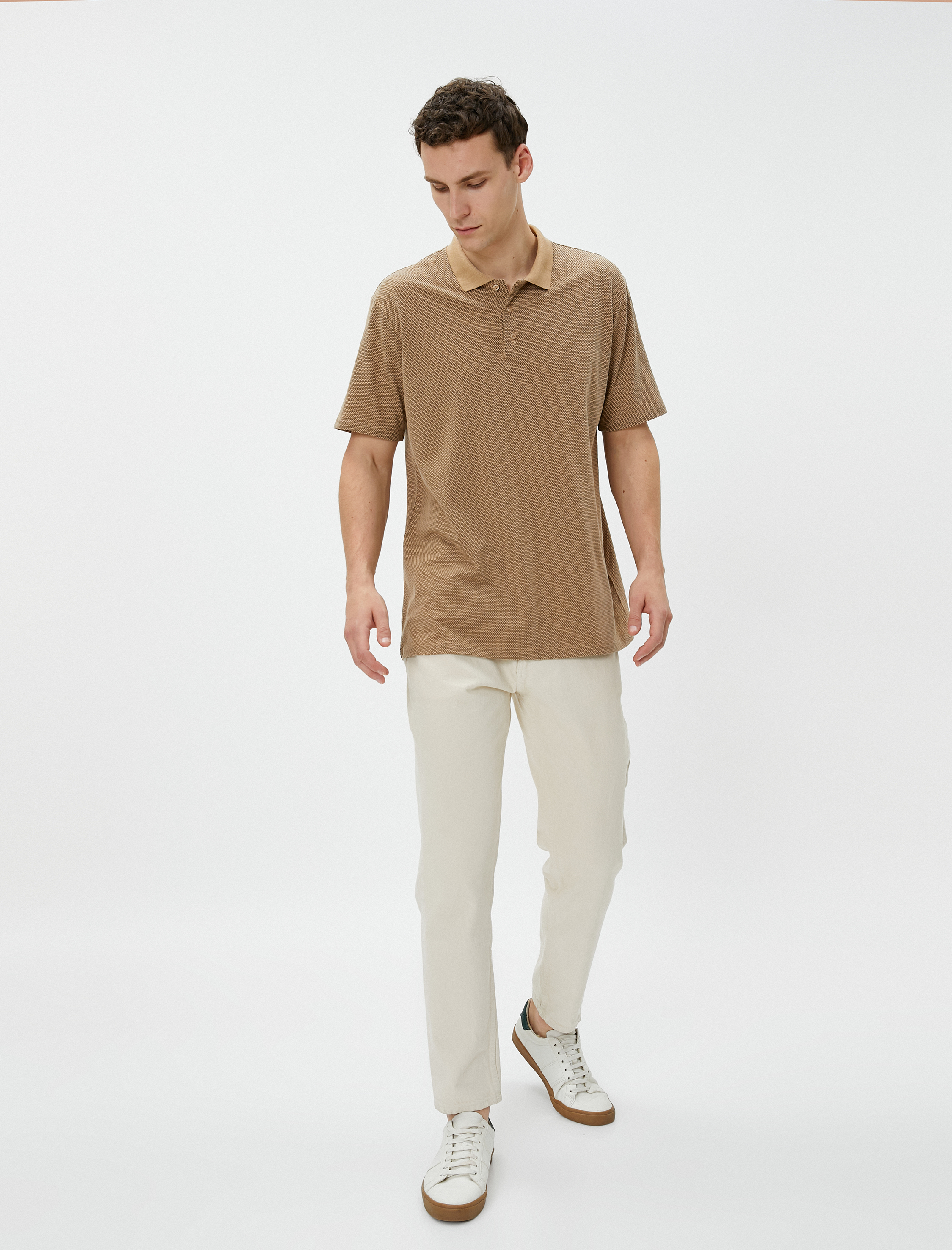 Basic Polo Yaka Tişört Düğmeli Kısa Kollu