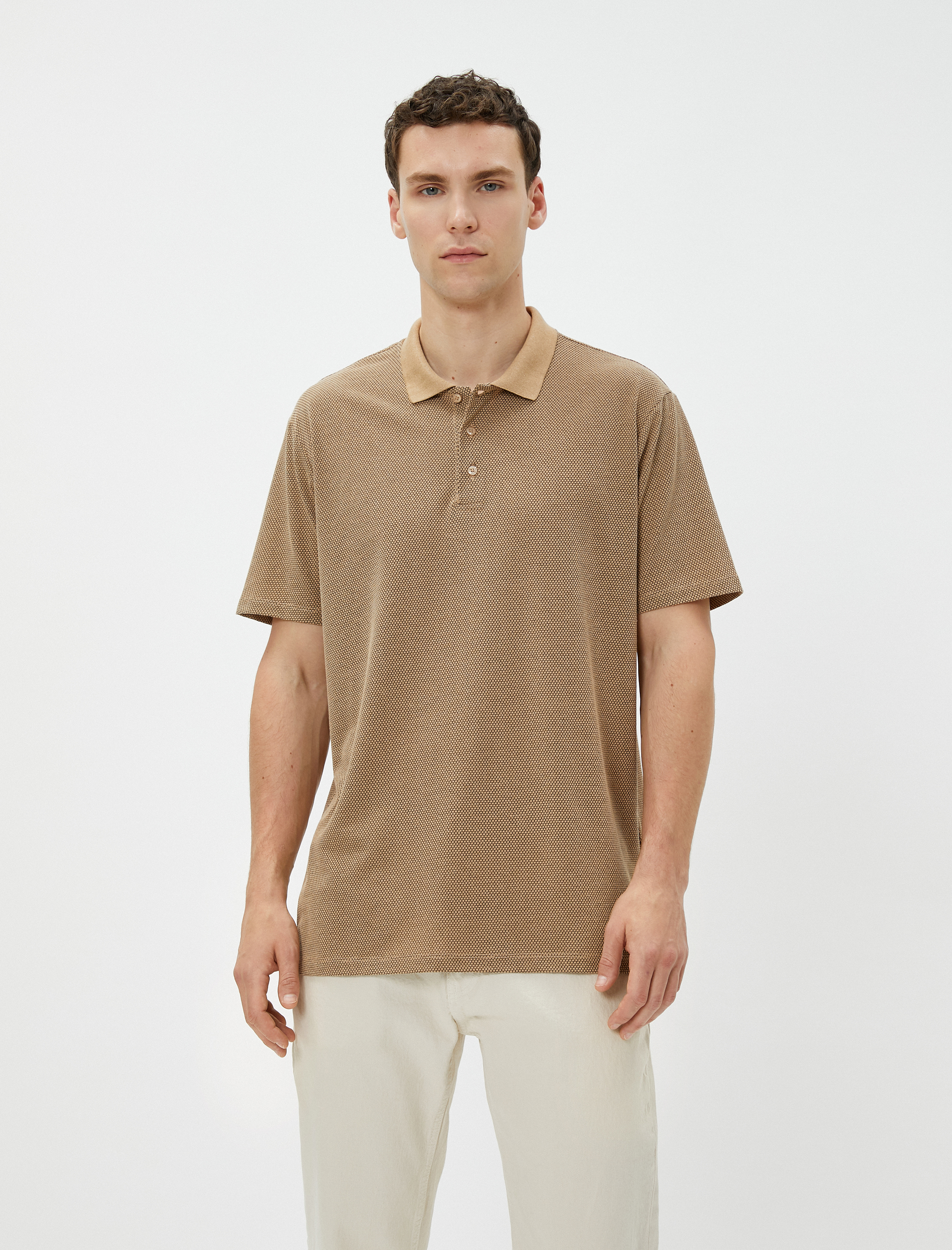 Basic Polo Yaka Tişört Düğmeli Kısa Kollu