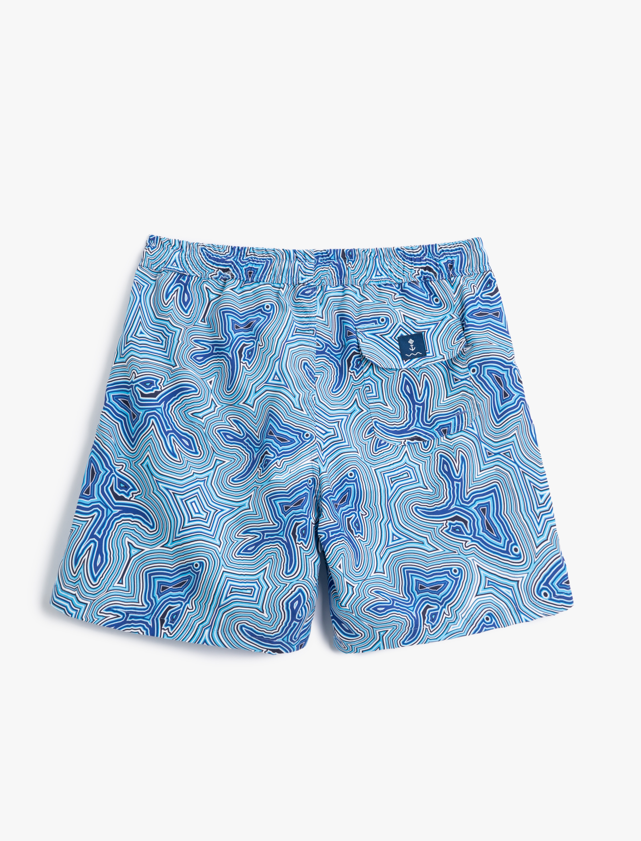 Deniz Şortu Soyut Baskılı Çok Renkli Beli Bağcıklı Cepli