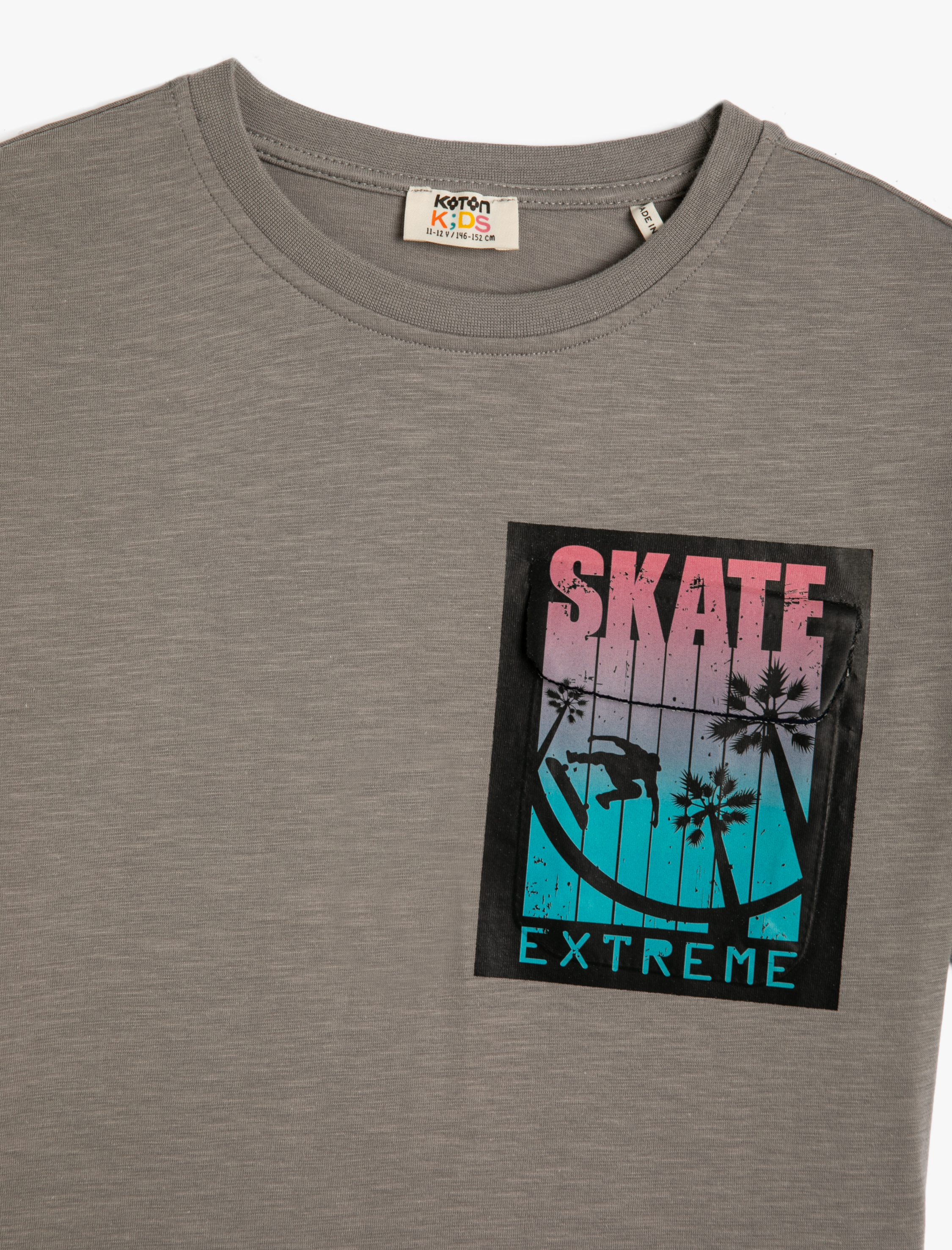  Erkek Çocuk Kısa Kollu Tişört Baskılı Kapaklı Cep Detaylı Bisiklet Yaka Pamuklu