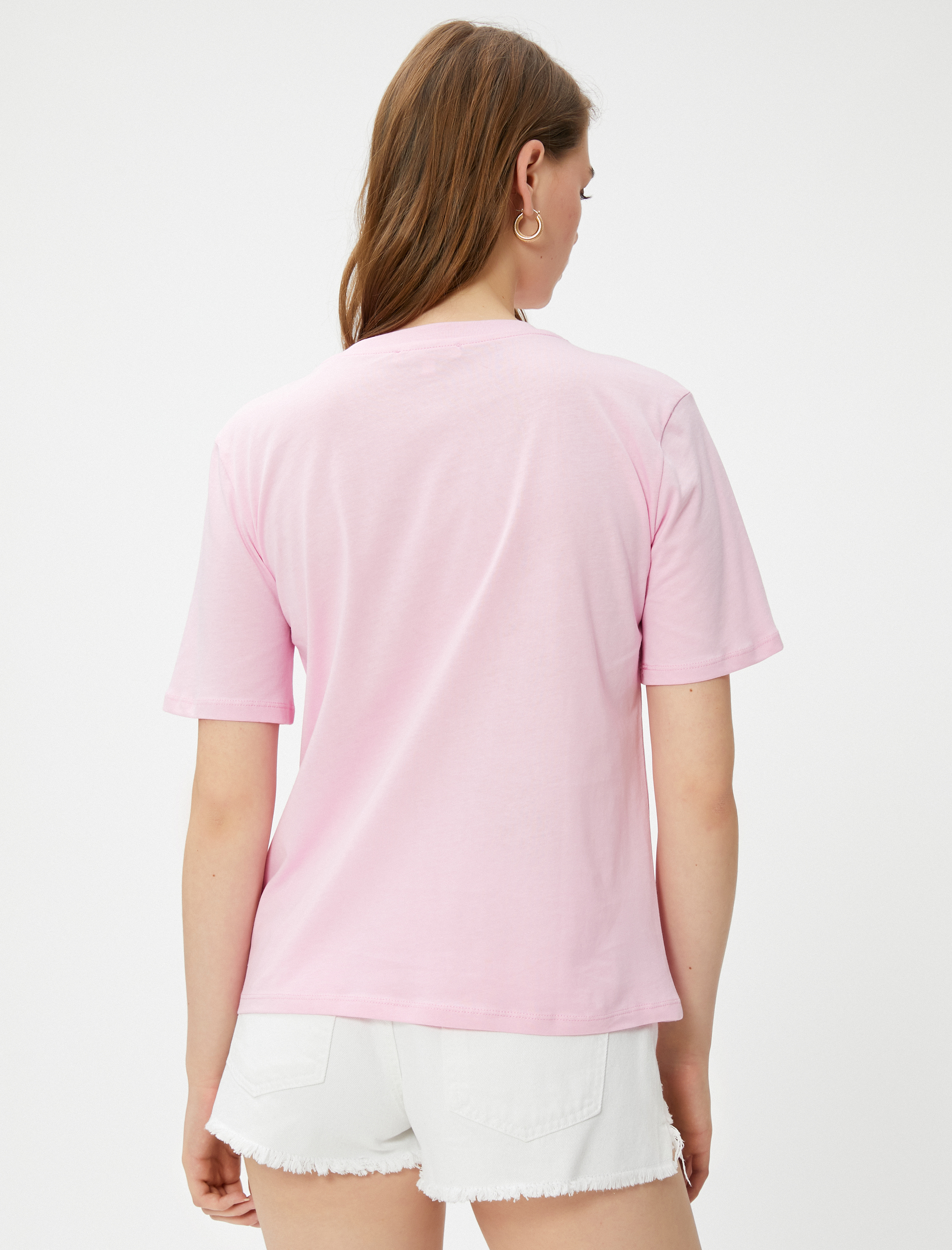   Yazı İşlemeli Tişört Bisiklet Yaka