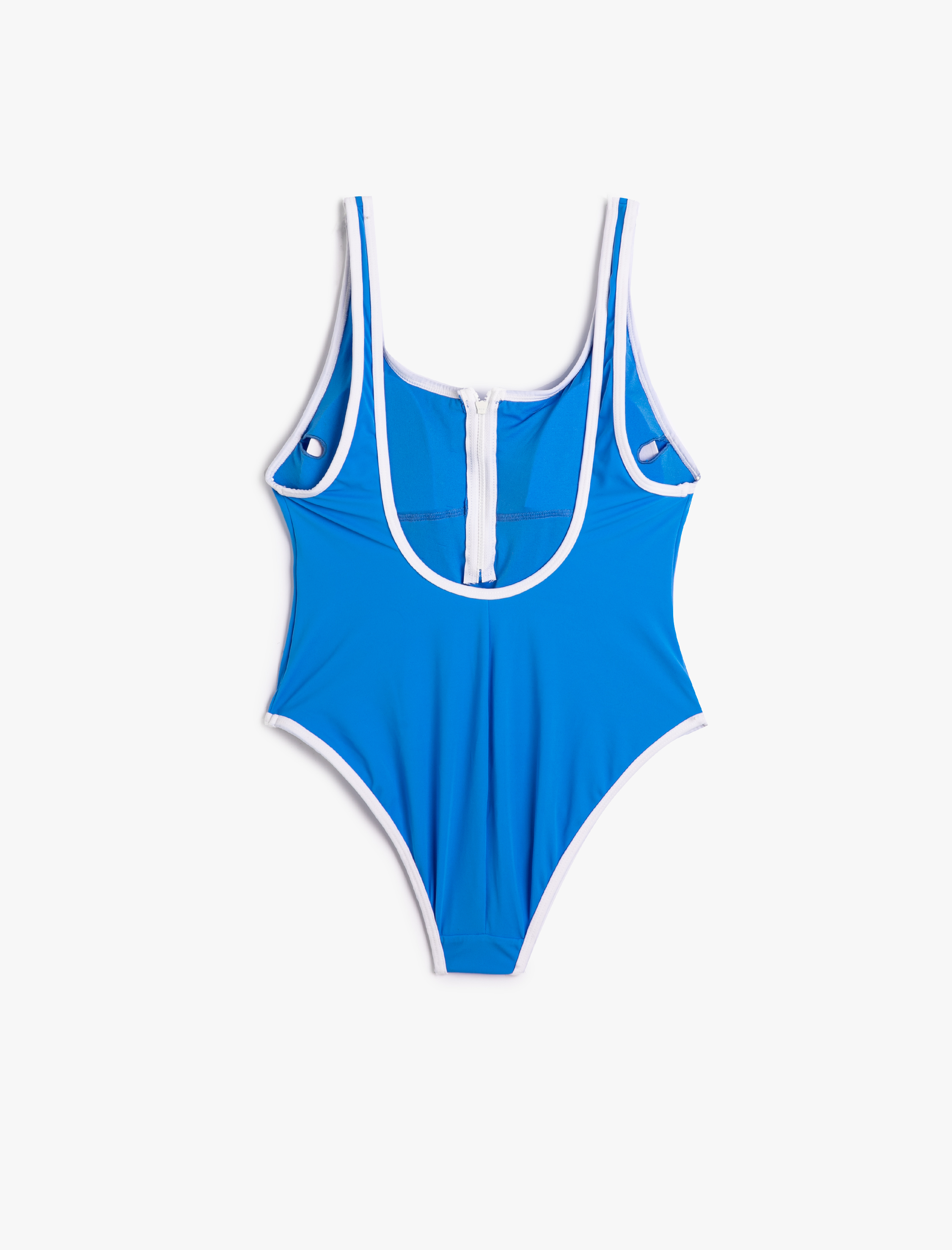   Yüzücü Mayosu U Yaka Kaplı Önü Fermuarlı Biye Detaylı