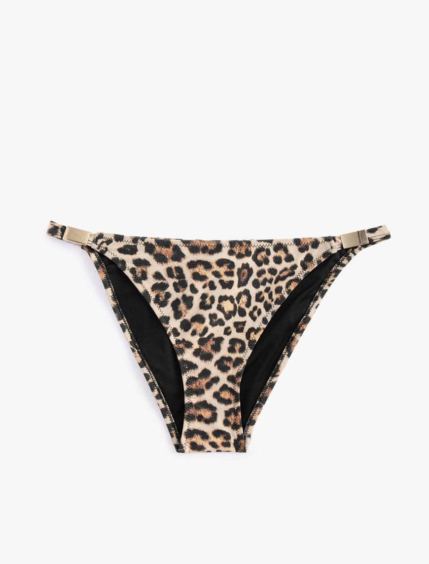   Leopar Desenli Bikini Altı Metal Aksesuarlı