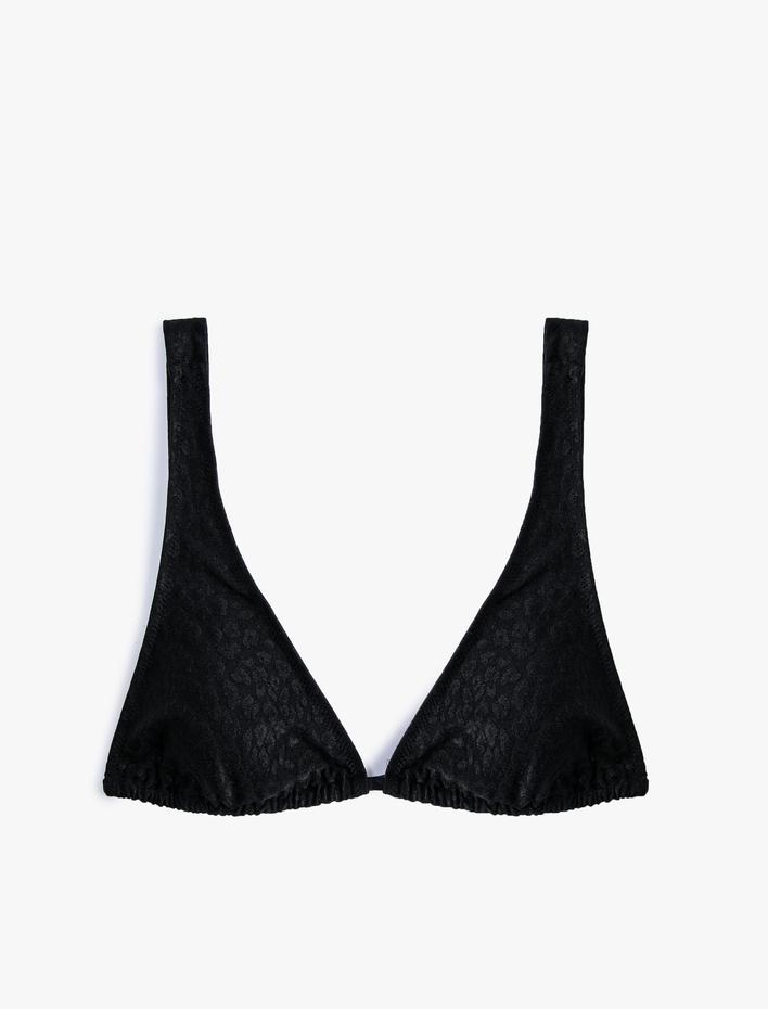  Üçgen Bikini Üstü Çiçek Dokulu Kalın Askılı