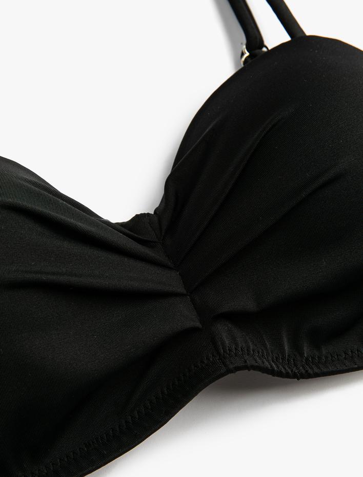  Balenli Bikini Üstü Kaplı Drapeli Çıkarılabilir İnce Askılı