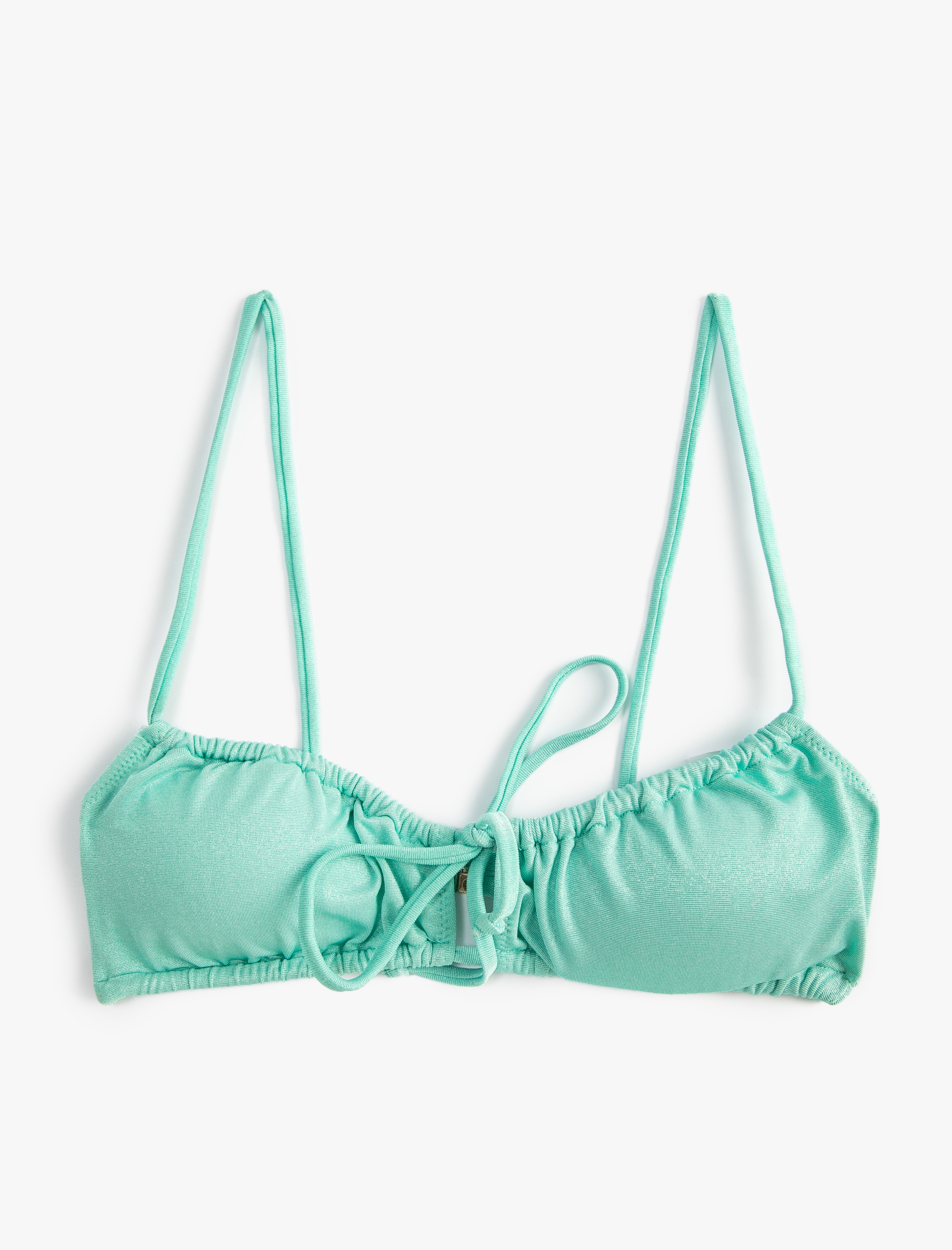   Bikini Üstü Pencere Detaylı Büzgülü Bağlama Detaylı İnce Askılı