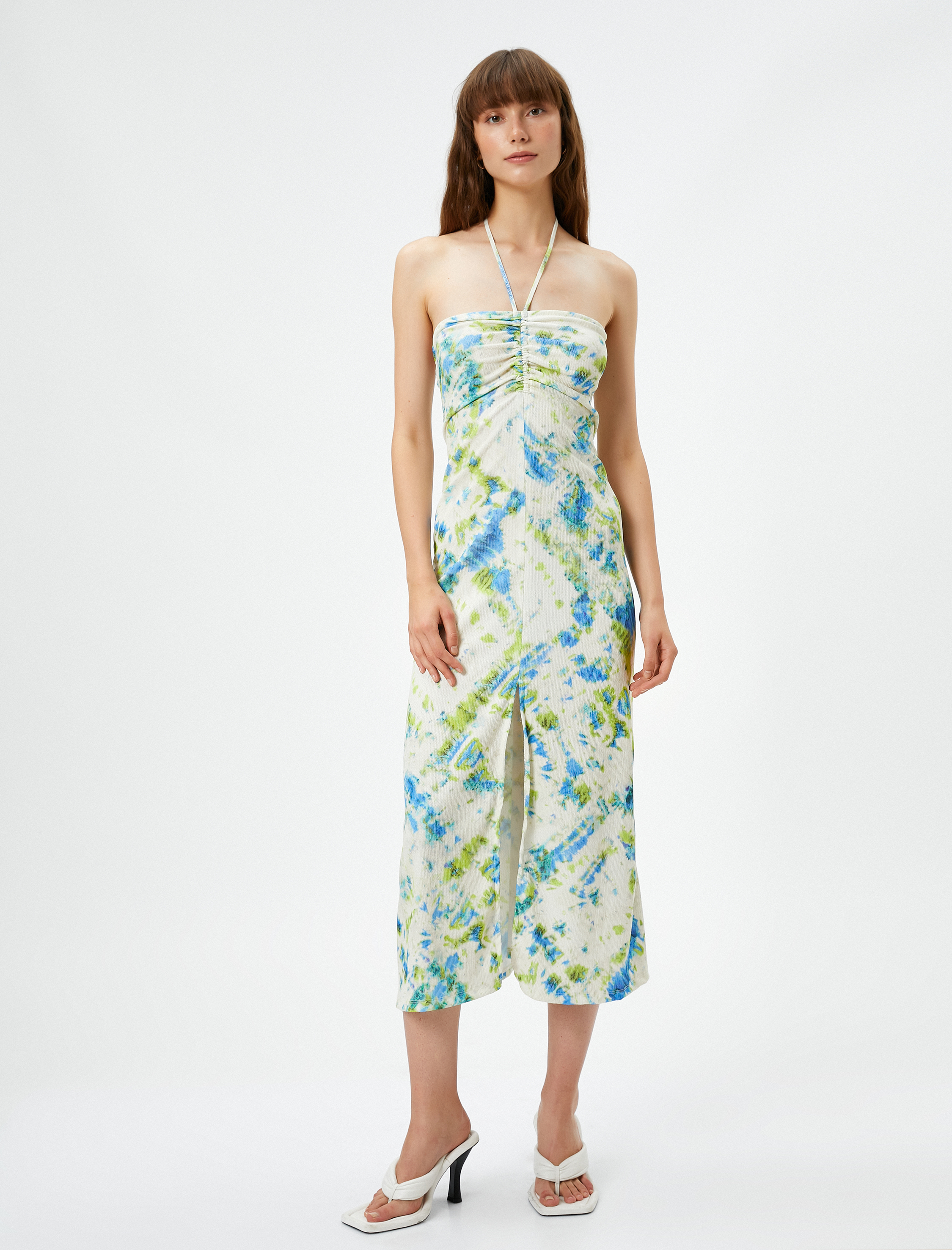   Koton X Şahika Ercümen - Halter Yaka Yırtmaçlı Midi Elbise