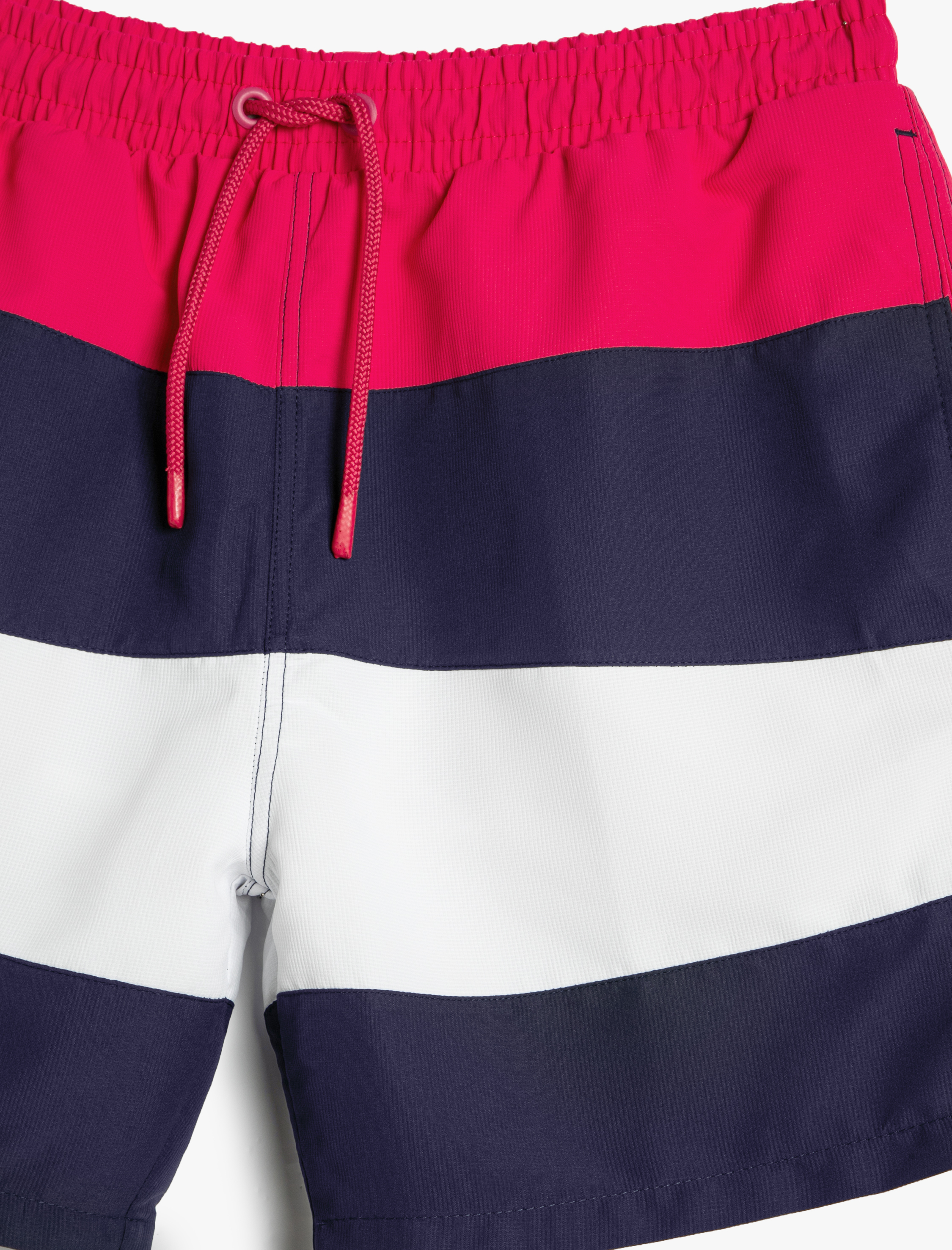   Deniz Şortu Renk Bloklu Beli Bağcıklı Cepli